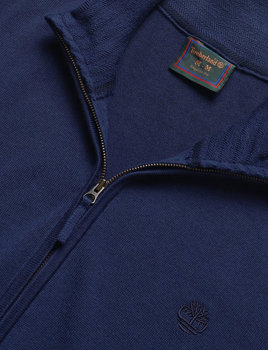 Timberland - Cotton Full Zip Sweater - full zip tröjor - naval academy - 2