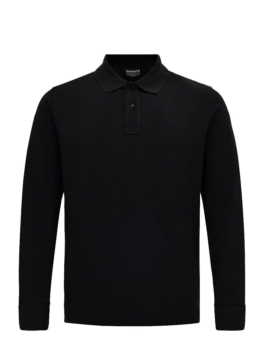 Timberland - LS Pique Polo - long-sleeved polos - black - 0