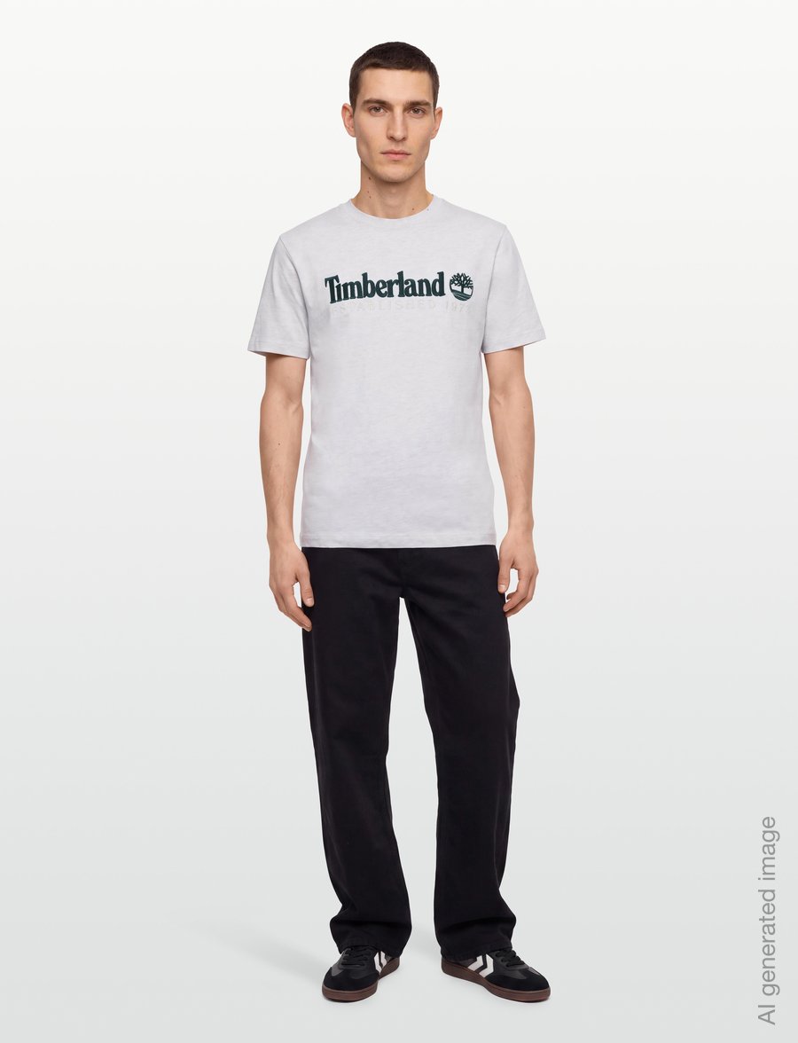 Timberland - SS Embroidered Tee - kurzärmelige t-shirts - lght oatml hthr - 0