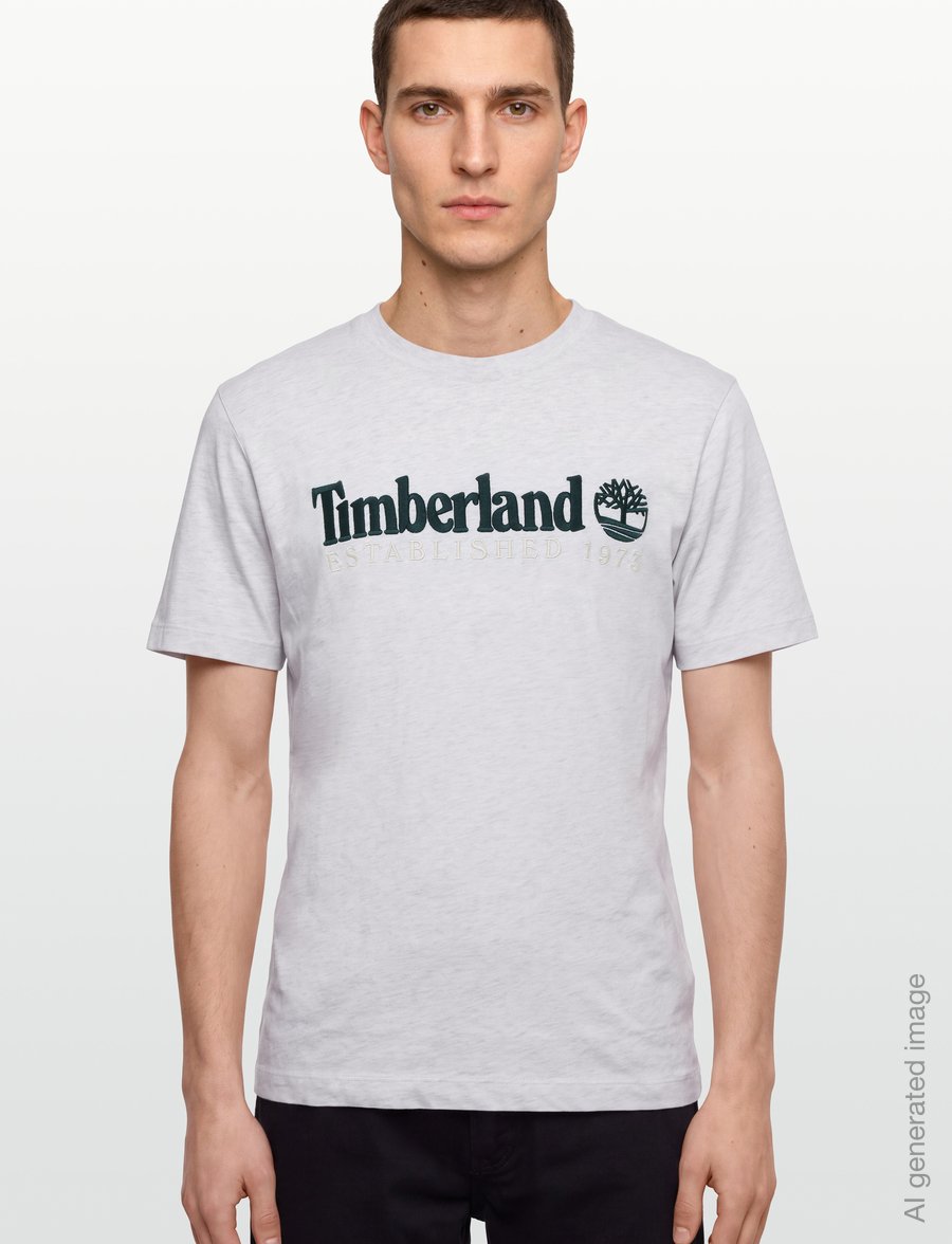 Timberland - SS Embroidered Tee - kurzärmelige t-shirts - lght oatml hthr - 3