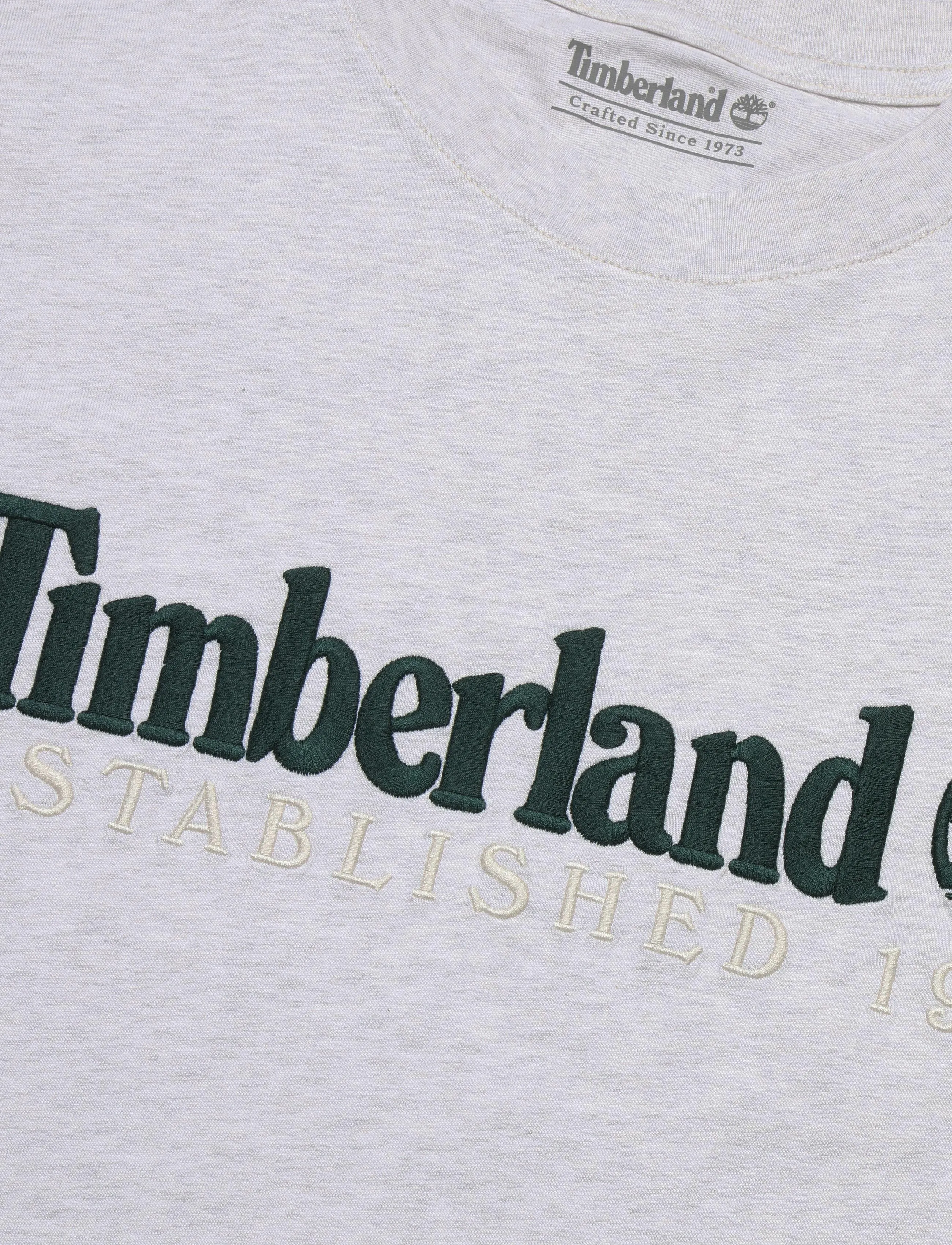Timberland - SS Embroidered Tee - kortærmede t-shirts - lght oatml hthr - 5