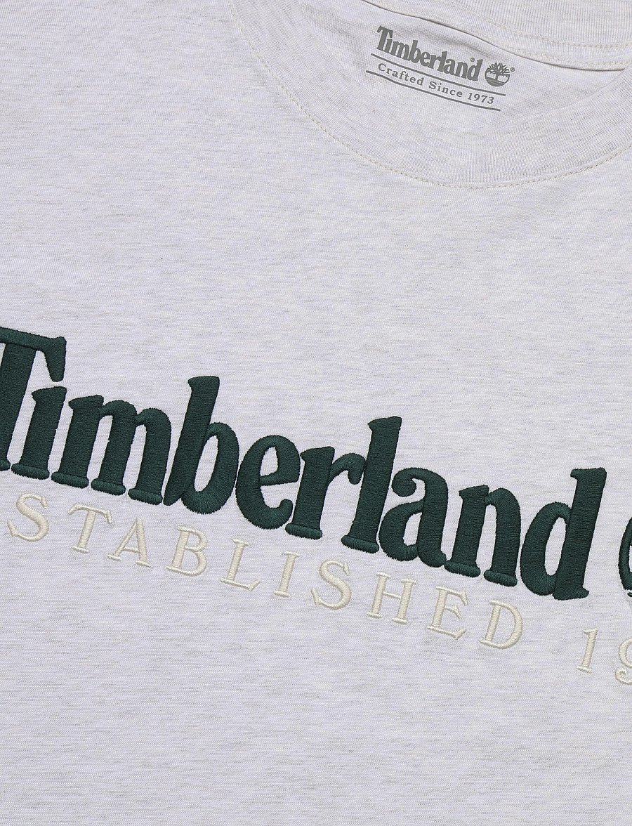 Timberland - SS Embroidered Tee - kurzärmelige t-shirts - lght oatml hthr - 5