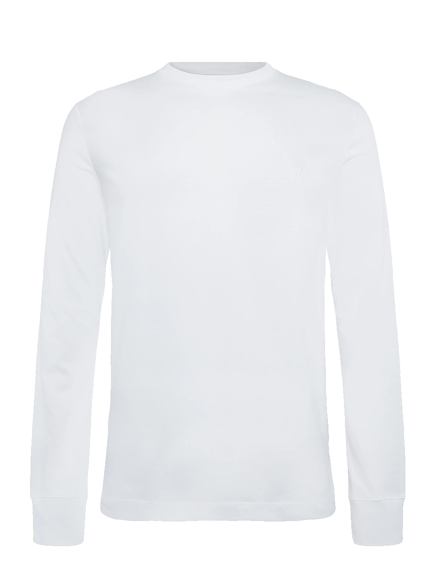 Timberland - Tree Embroidered LS Tee (Slim) - langärmelige t-shirts - white - 1