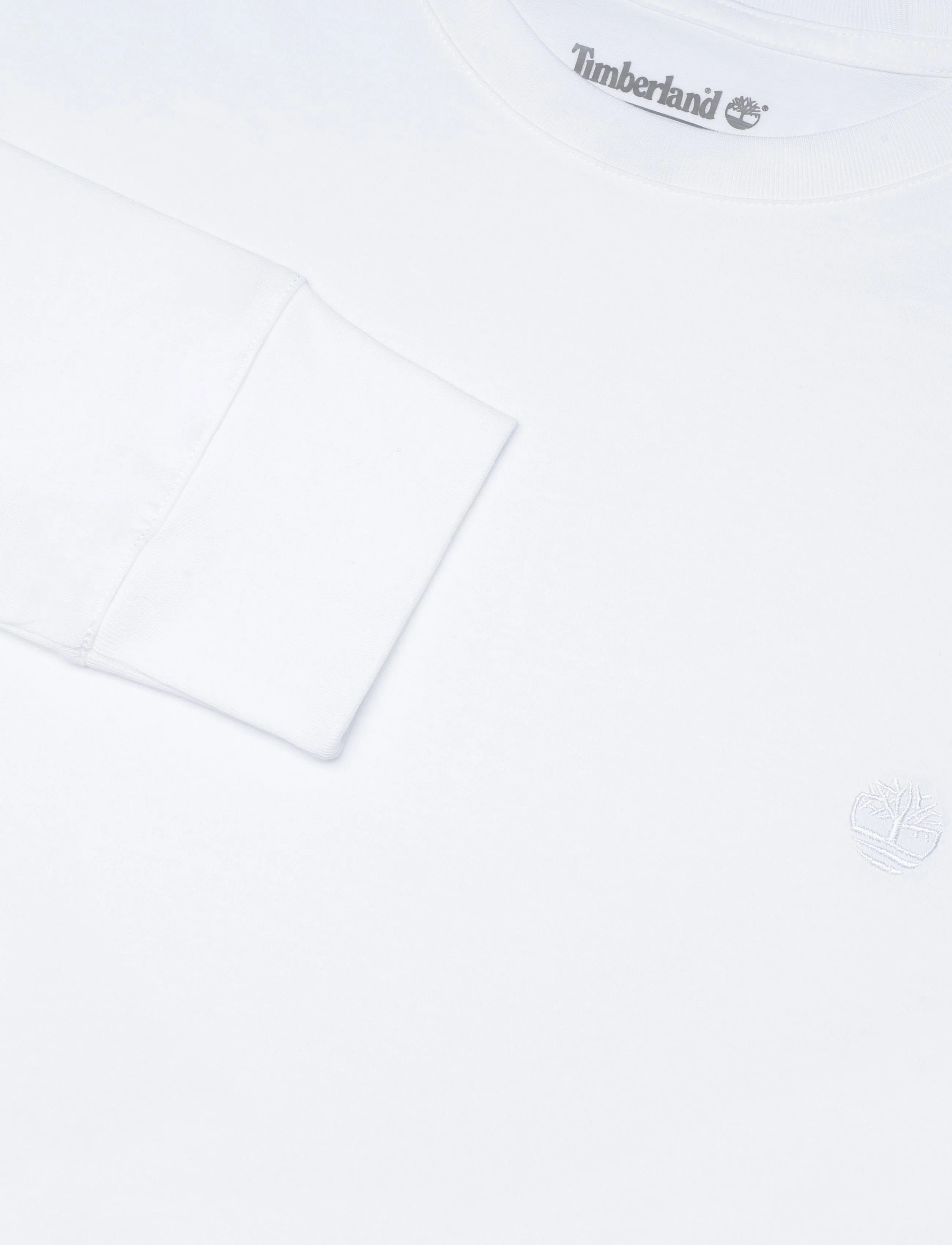 Timberland - Tree Embroidered LS Tee (Slim) - long-sleeved t-shirts - white - 5