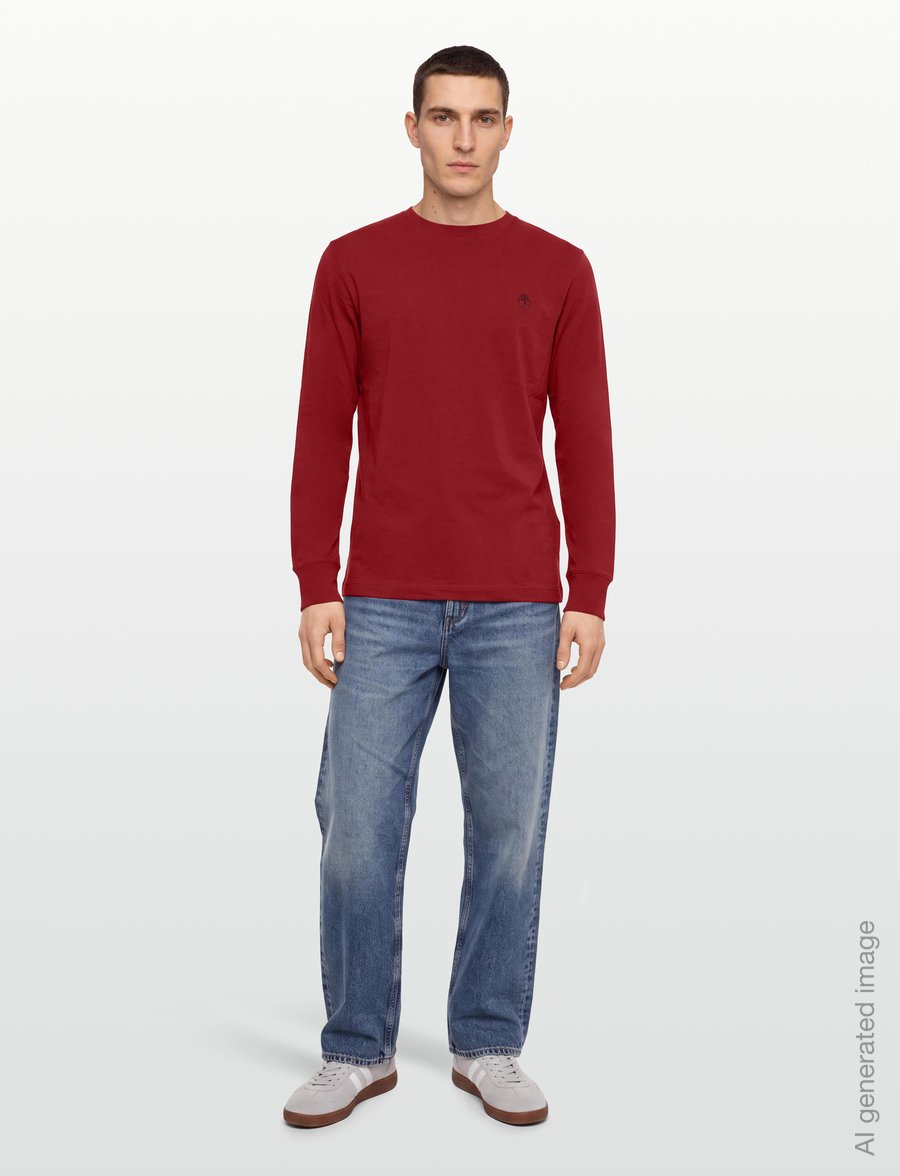 Timberland - Tree Embroidered LS Tee (Slim) - langärmelige t-shirts - rhythmic red - 0