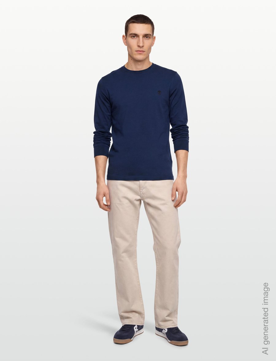 Timberland - Tree Embroidered LS Tee (Slim) - langärmelige t-shirts - naval academy - 0