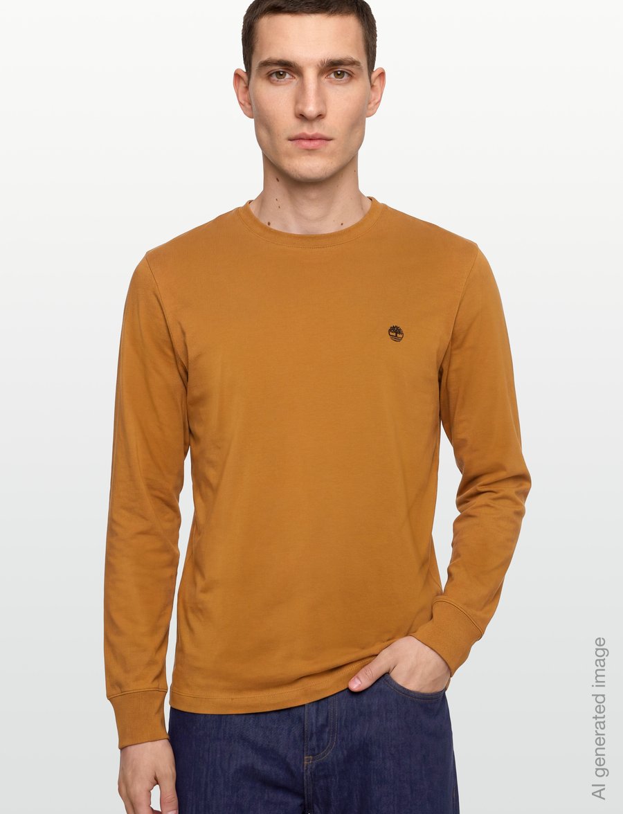Timberland - Tree Embroidered LS Tee (Slim) - langärmelige t-shirts - wheat boot - 3