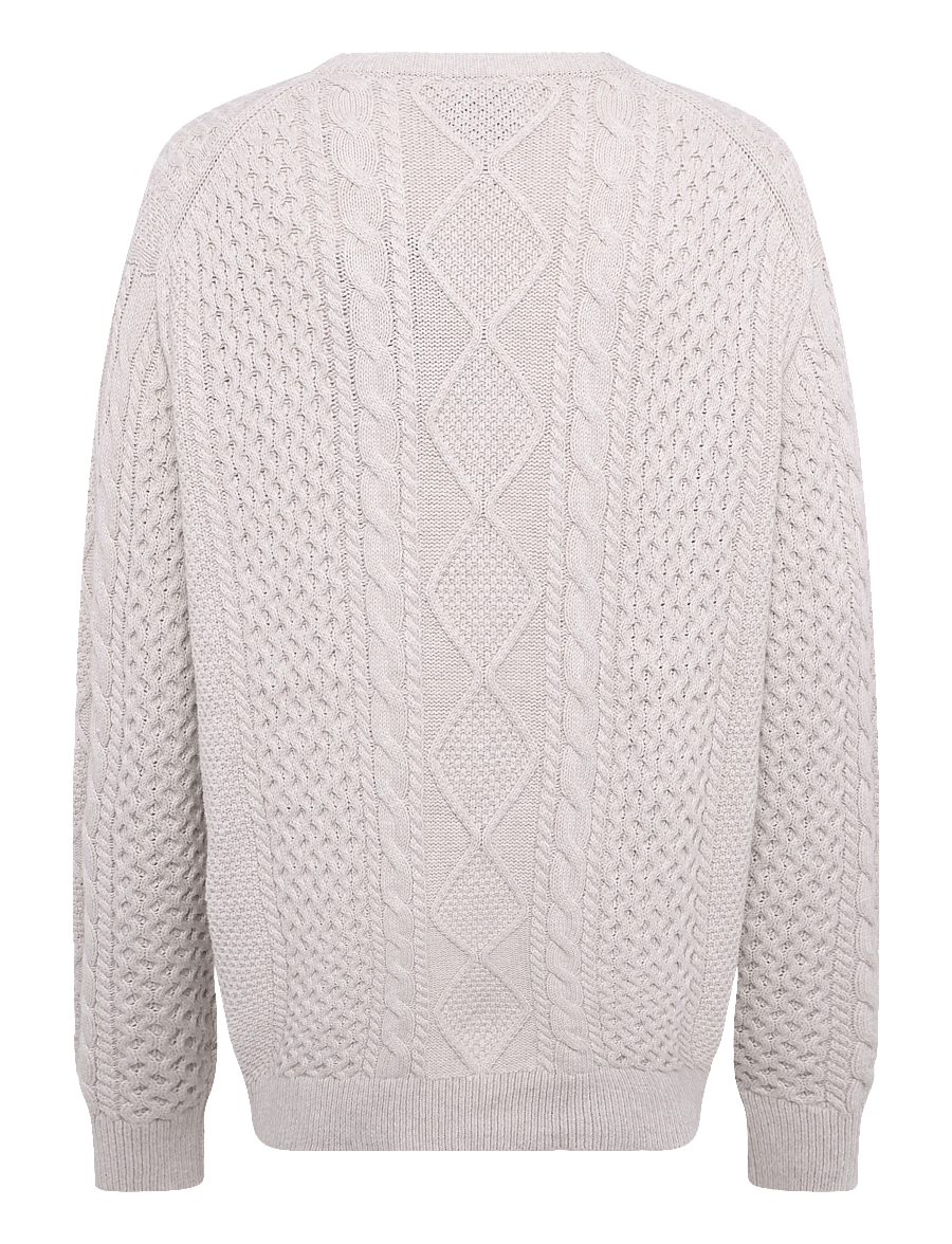 Timberland - Cable Cotton Blend Crew Neck Sweater - rundhals - lght oatml hthr - 1
