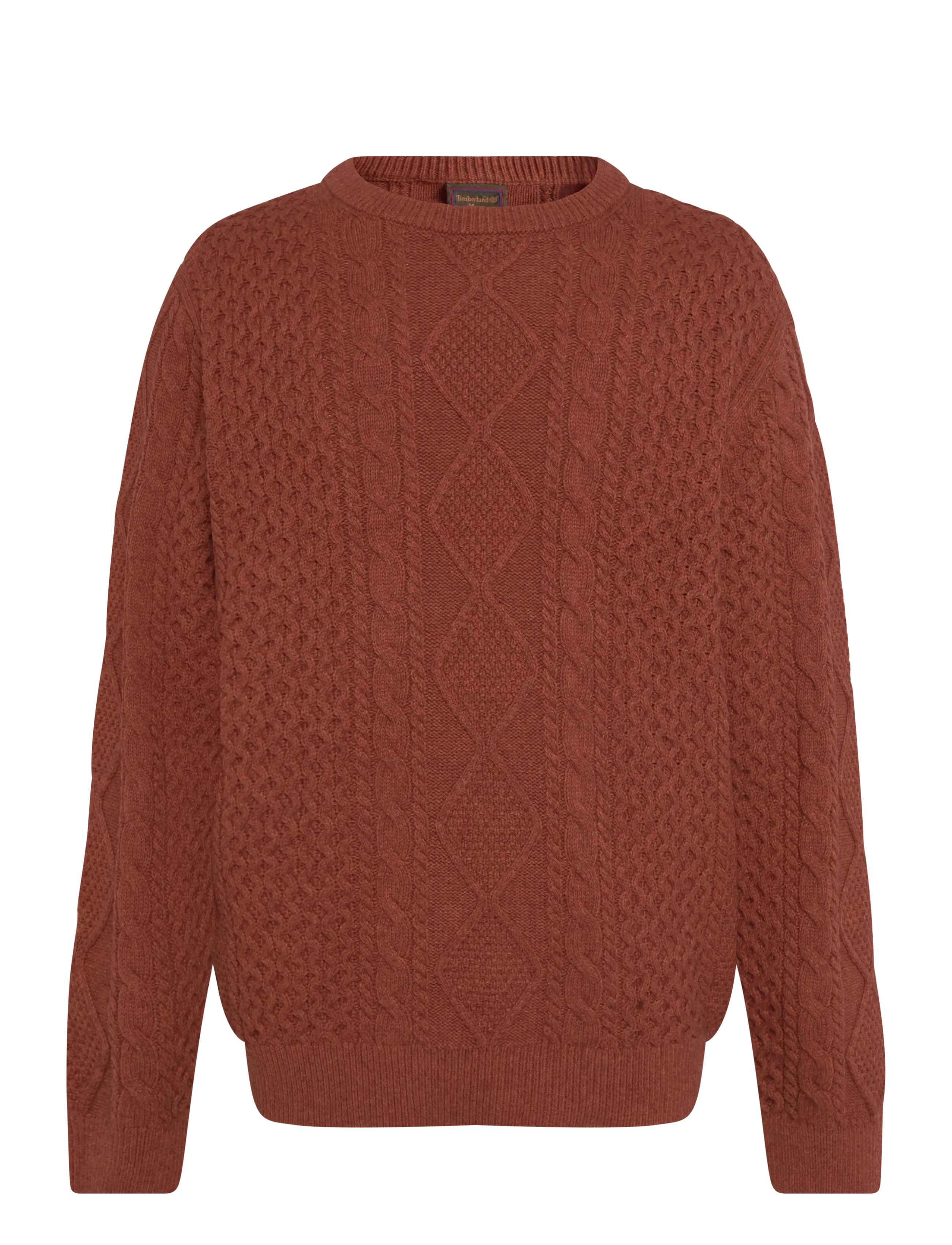 Timberland Cable Cotton Blend Crew Neck Sweater - Kleidung - BROWNOUT HEATHE / brown