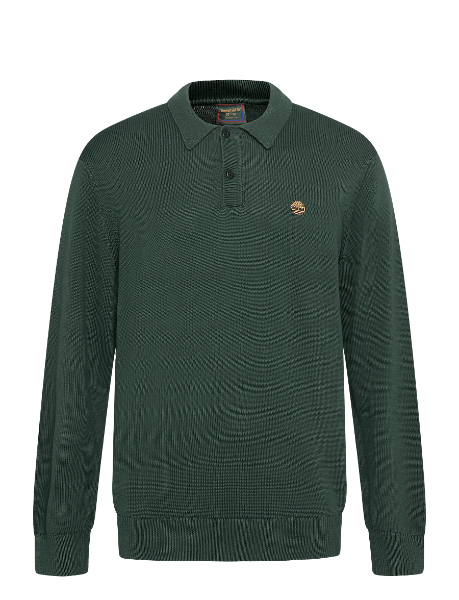 Timberland - Cotton Polo Sweater - langärmelige strick-polohemden - sycamore - 0