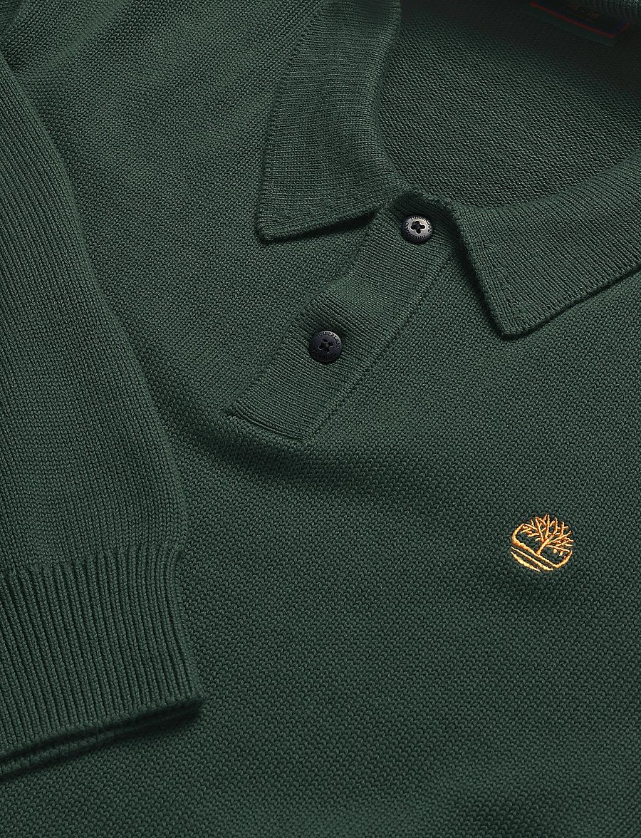 Timberland - Cotton Polo Sweater - langärmelige strick-polohemden - sycamore - 2