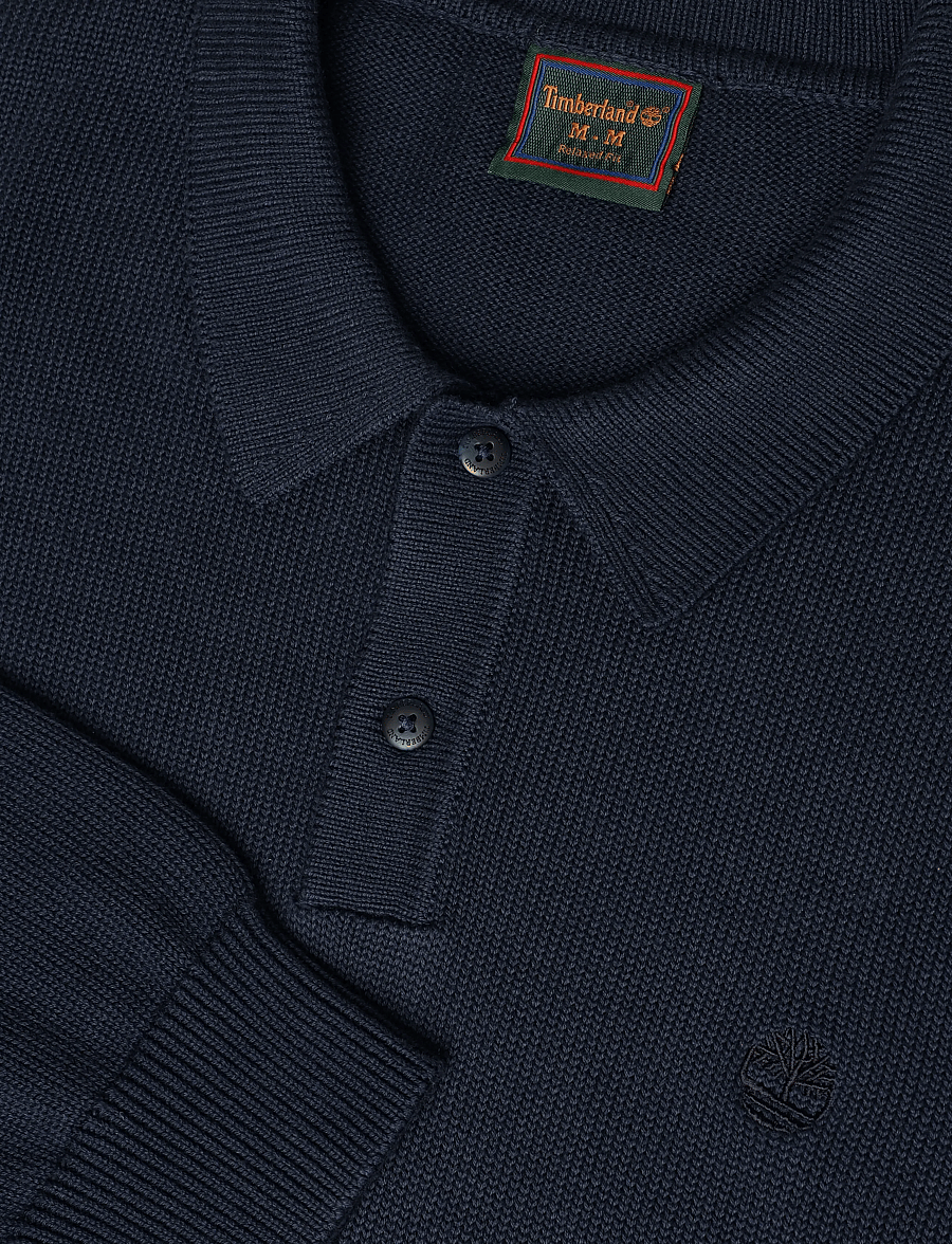 Timberland - Cotton Polo Sweater - langärmelige strick-polohemden - naval academy - 5