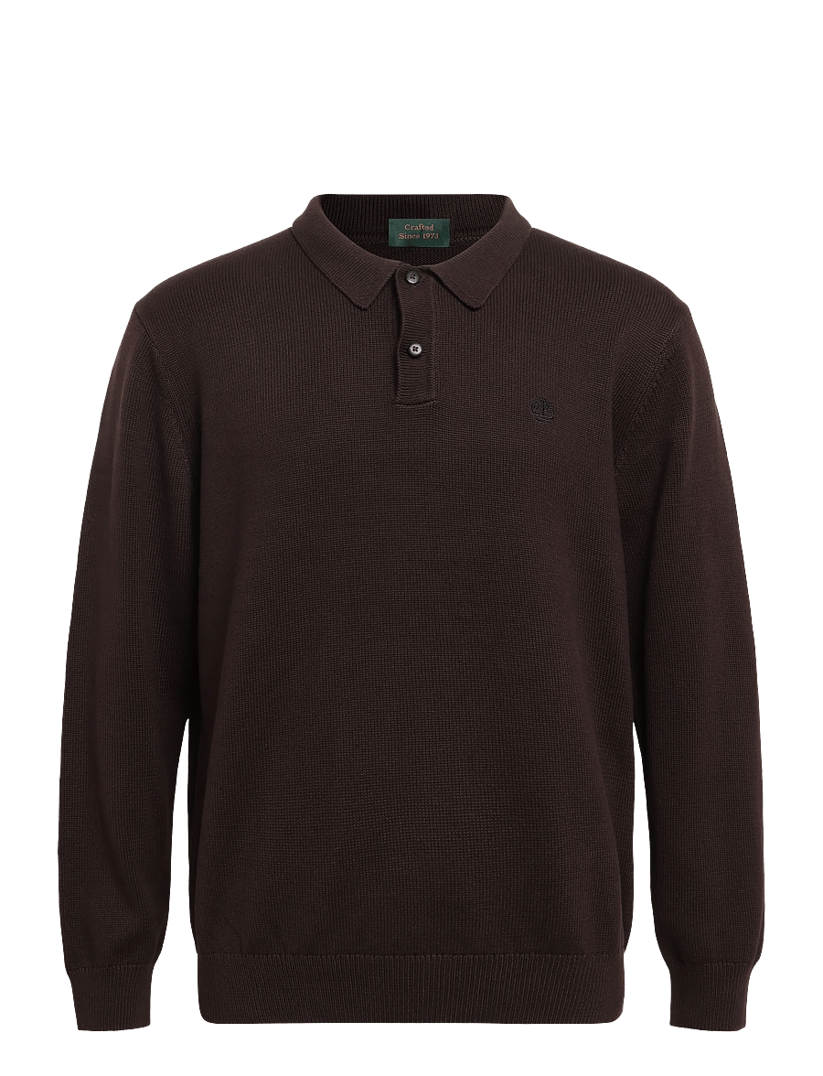 Timberland - Cotton Polo Sweater - poloer i strik med lange ærmer - mole - 0