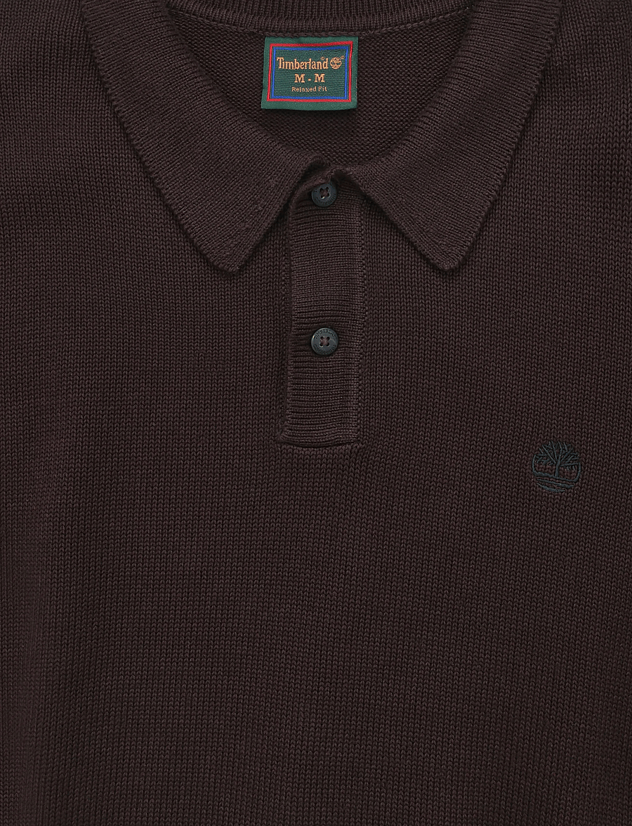 Timberland - Cotton Polo Sweater - poloer i strik med lange ærmer - mole - 2