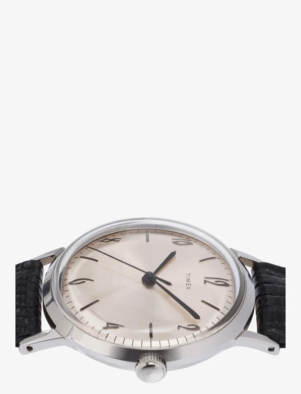 Timex - Marlin Handwind 34mm SST Case Silver Dial Black Leather Strap - zegarki analogowe - silver-tone/silver-tone - 2