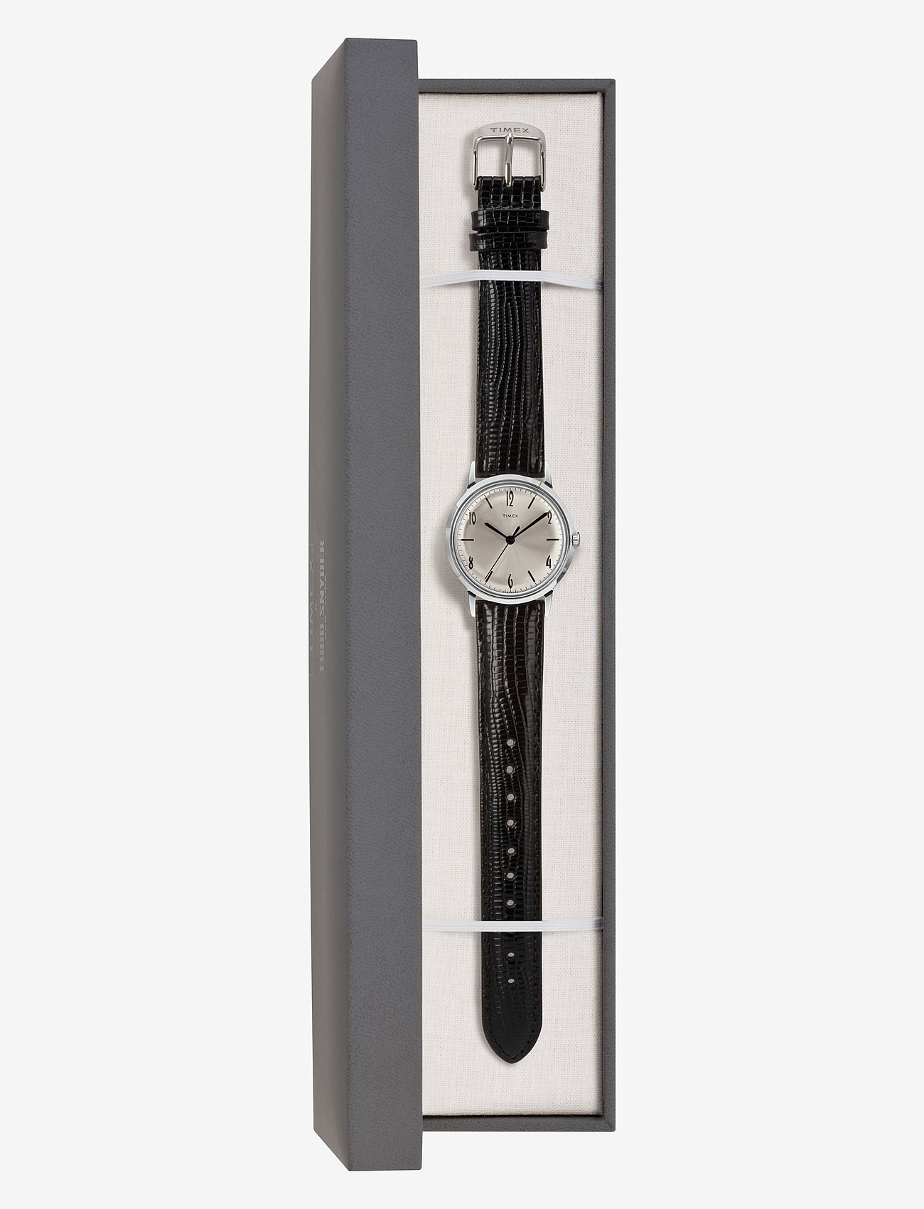 Timex - Marlin Handwind 34mm SST Case Silver Dial Black Leather Strap - analoge uhren - silver-tone/silver-tone - 3