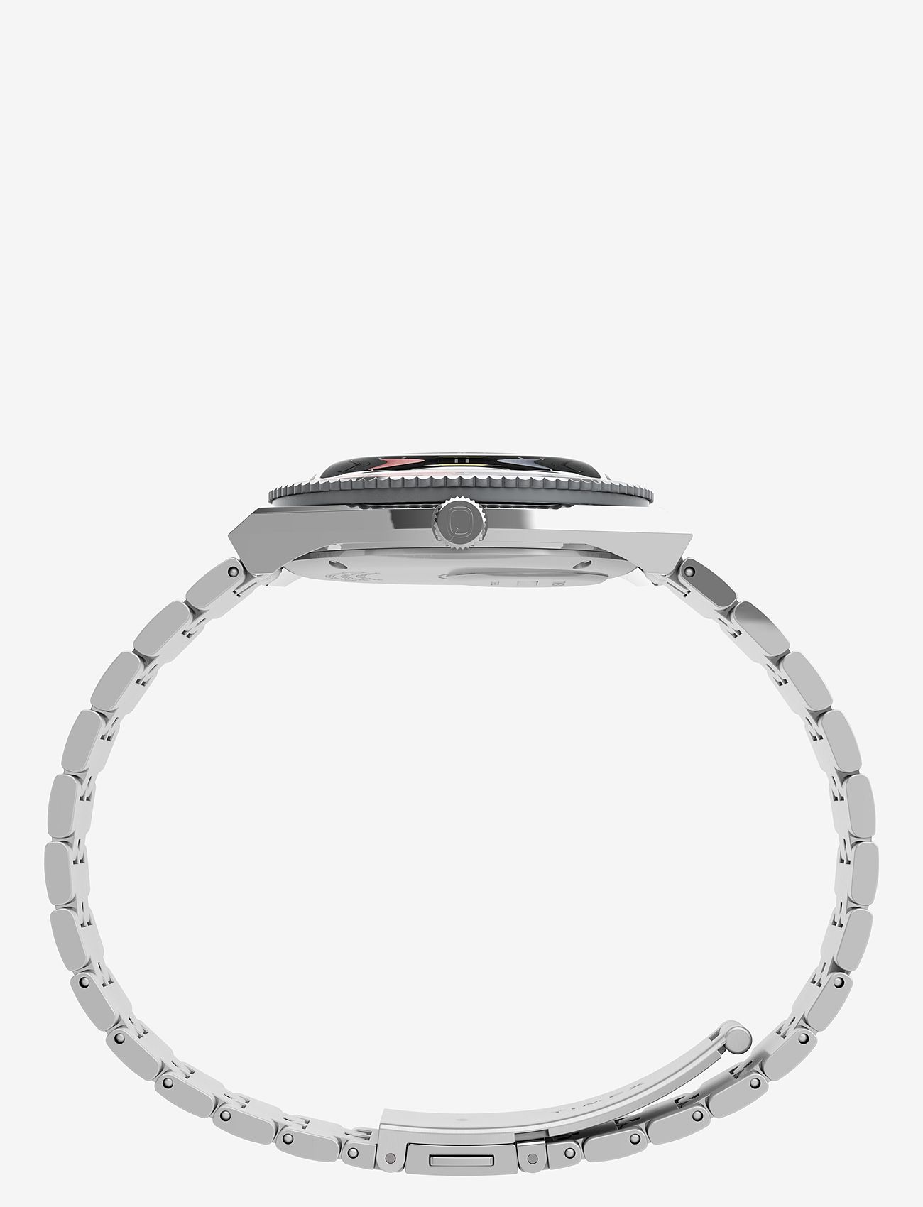 Timex - Mens Q GMT 38mm SST Case Black Dial Red Accent Bracelet - analoga klockor - silver-tone/black - 2