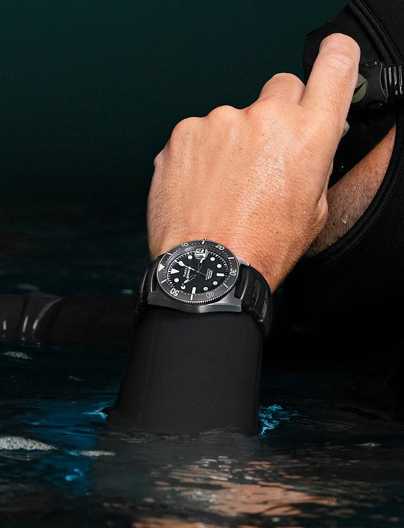 Timex - Deep Water Reef 200 Titanium Automatic Black Dial Black Rubber Strap Automatic - analoga klockor - titanium.tone/black - 4