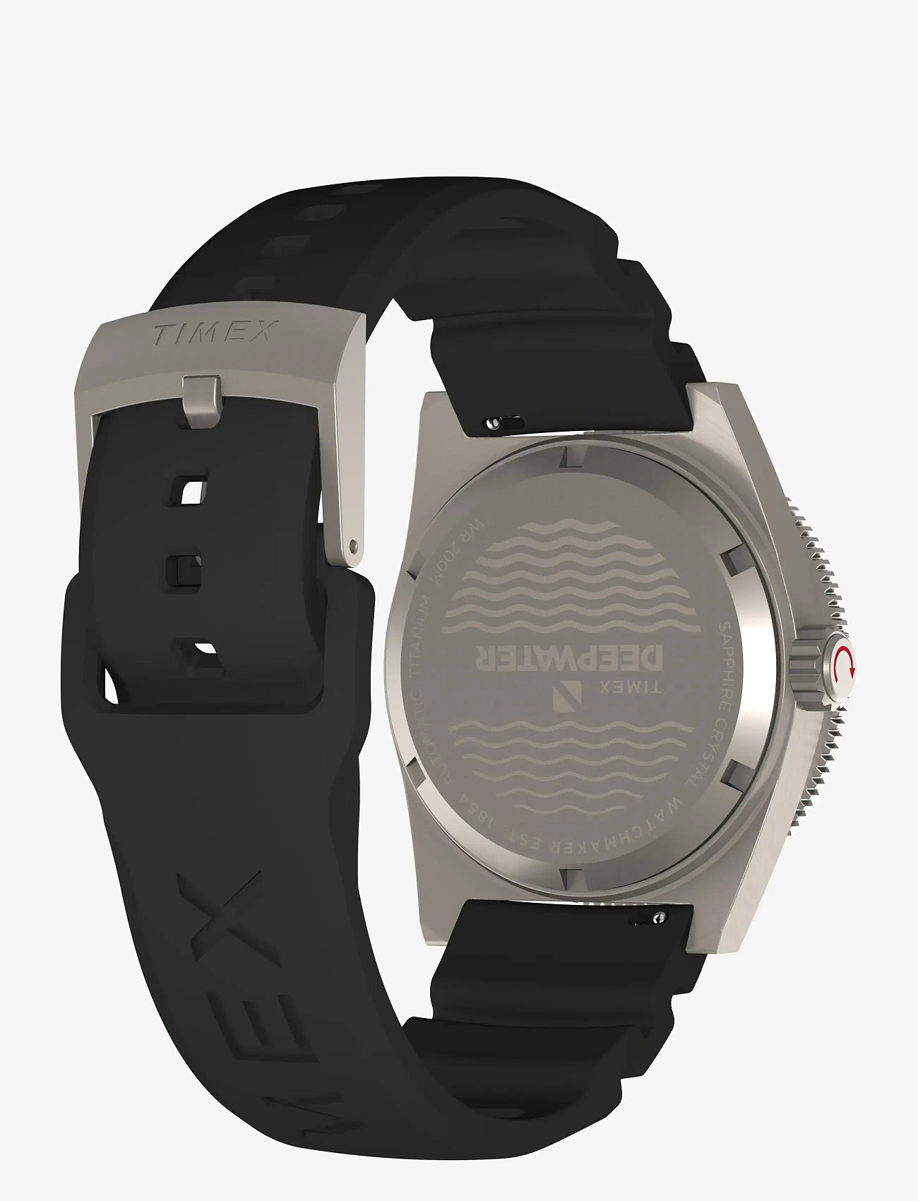 Timex - Deep Water Reef 200 Titanium Automatic Black Dial Black Rubber Strap Automatic - analoga klockor - titanium.tone/black - 3