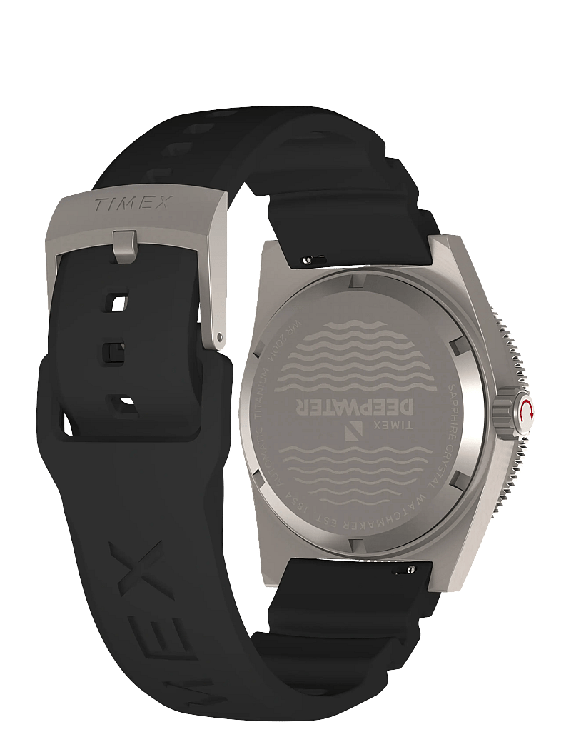 Timex - Deep Water Reef 200 Titanium Automatic Black Dial Black Rubber Strap Automatic - analoga klockor - titanium.tone/black - 3