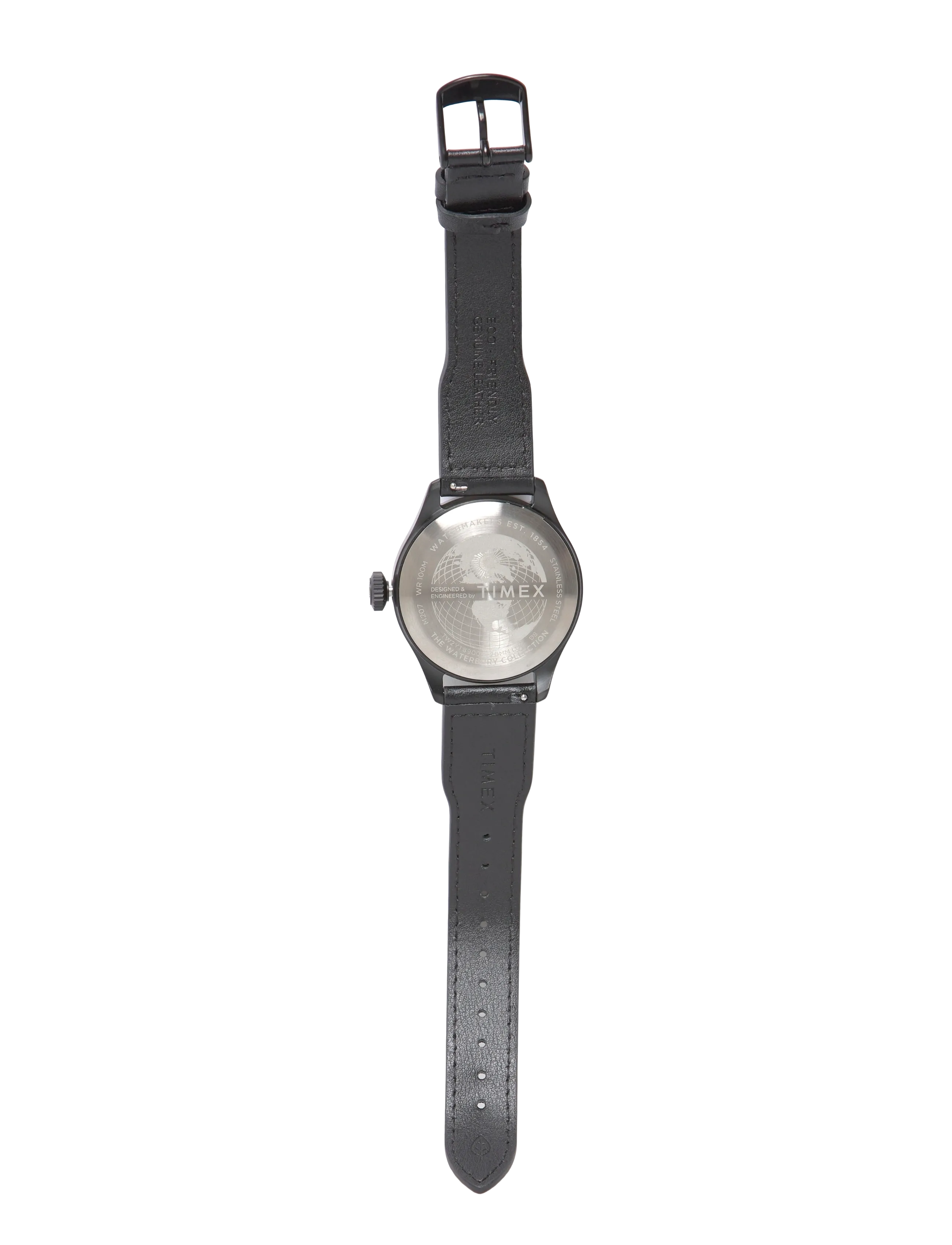 Timex - WATERBURY ACE SST CASE BLACK DIAL AND BLACK LEATHER STRAP - analoga klockor - black-tone/black - 3