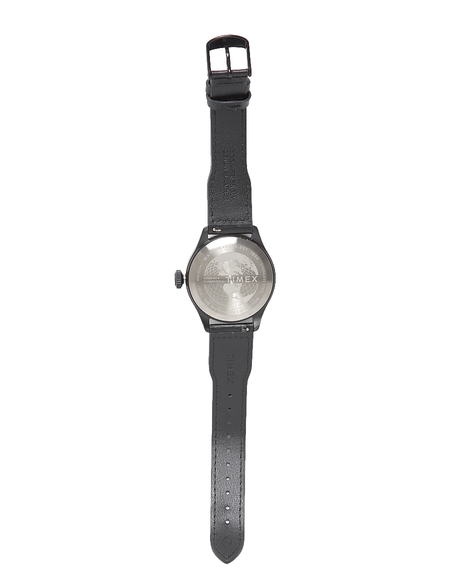 Timex - WATERBURY ACE SST CASE BLACK DIAL AND BLACK LEATHER STRAP - analoga klockor - black-tone/black - 3