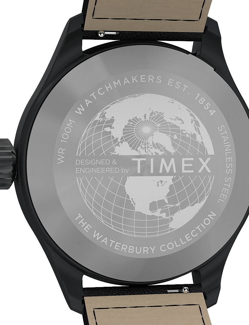 Timex - WATERBURY ACE SST CASE BLACK DIAL AND BLACK LEATHER STRAP - analog watches - black-tone/black - 4