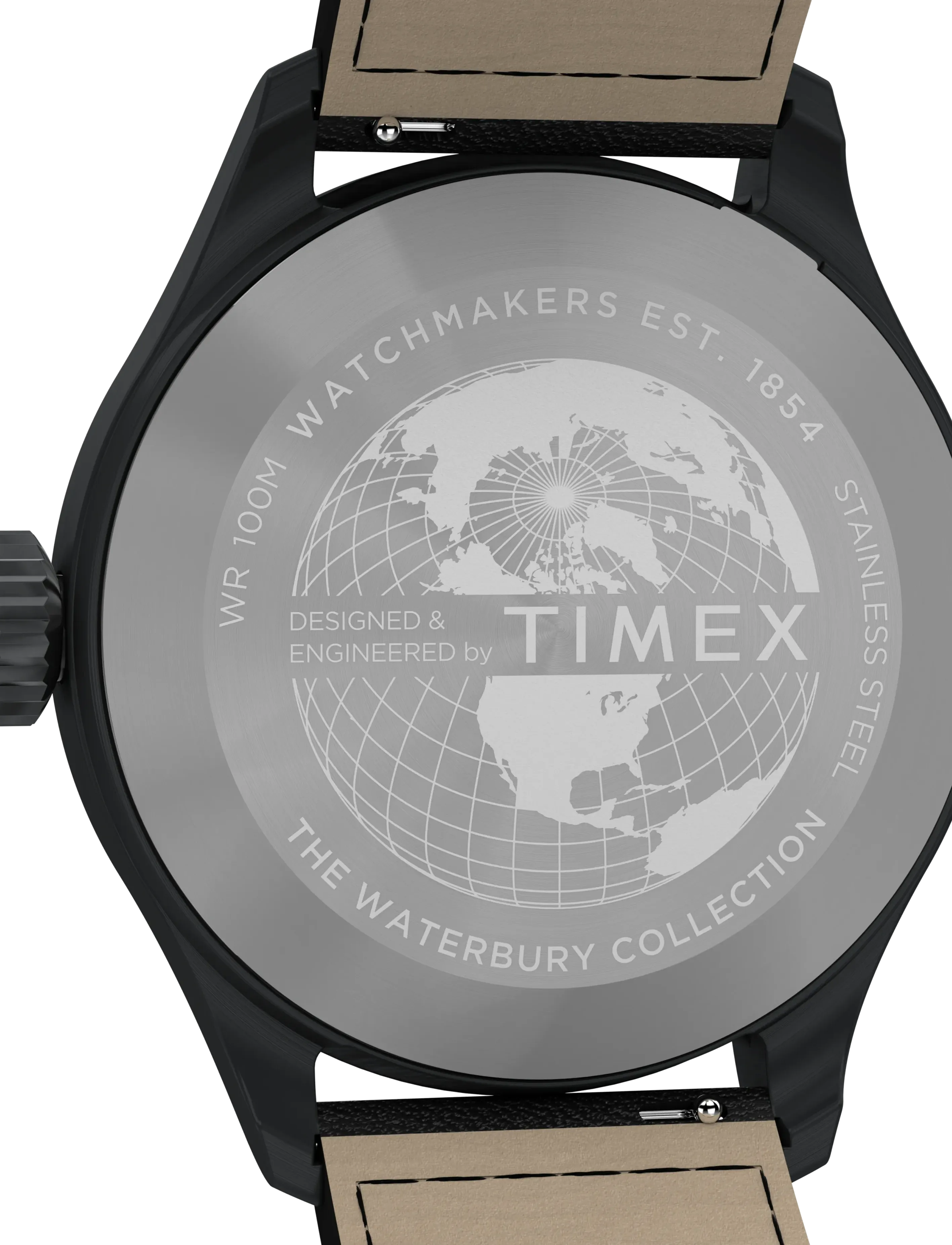 Timex - WATERBURY ACE SST CASE BLACK DIAL AND BLACK LEATHER STRAP - analoga klockor - black-tone/black - 4