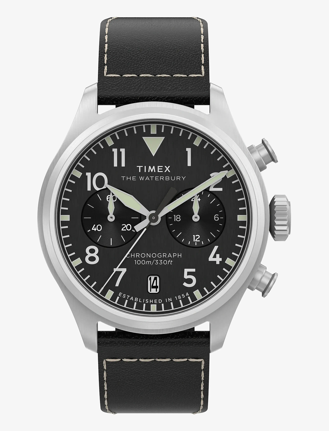 Timex - WATERBURY ACE CHRONOGRAPH SST CASE SILVER DIAL BROWN STRAP - analoge uhren - silver-tone/black - 0