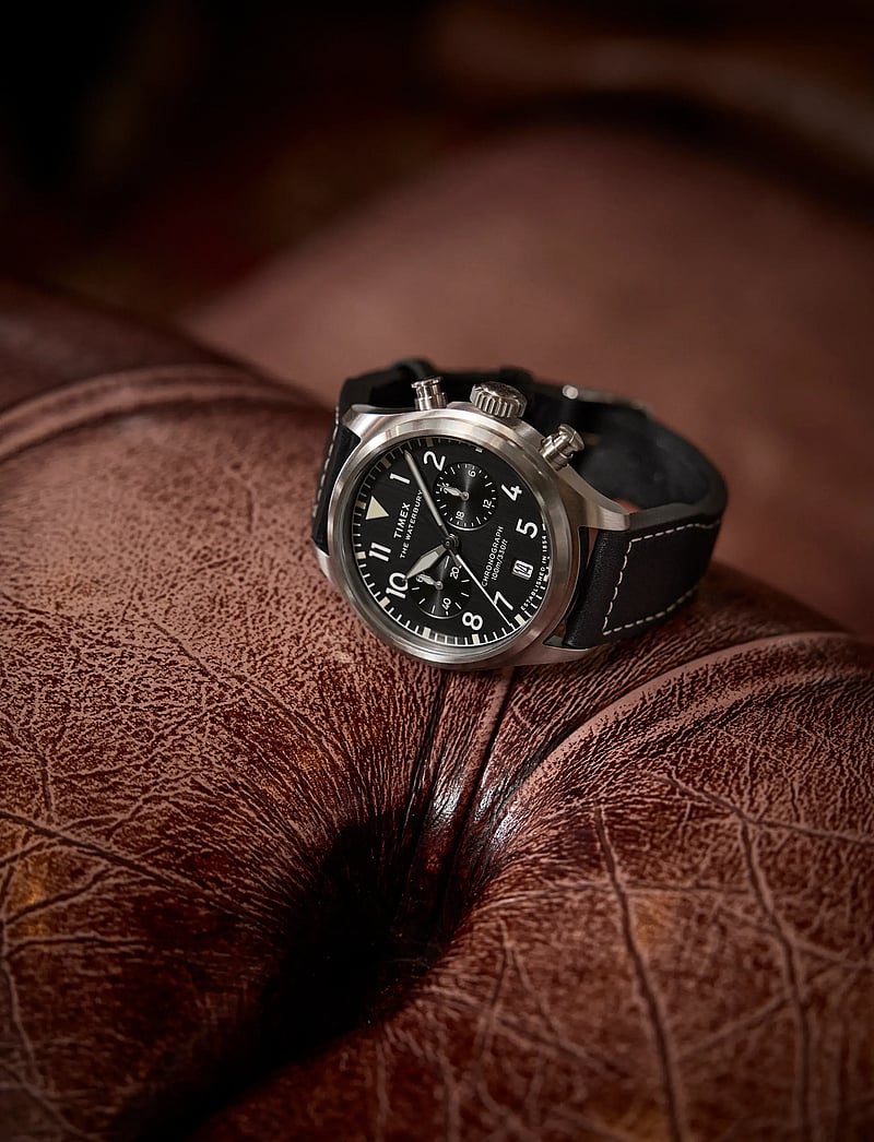 Timex - WATERBURY ACE CHRONOGRAPH SST CASE SILVER DIAL BROWN STRAP - analoge uhren - silver-tone/black - 2