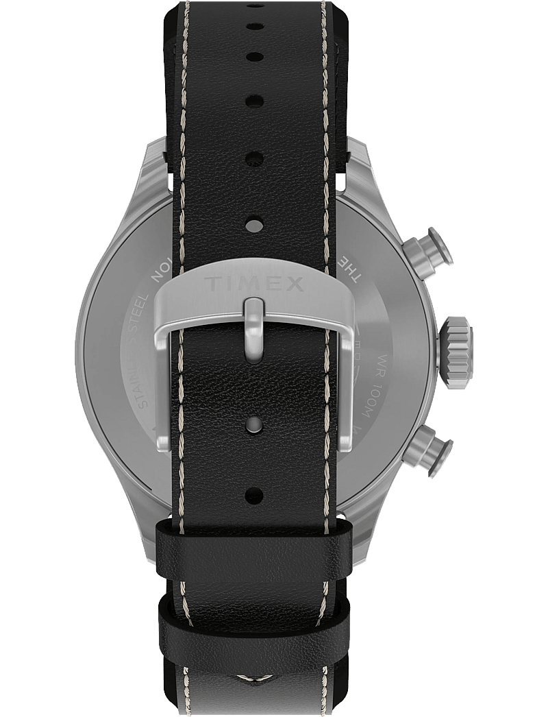 Timex - WATERBURY ACE CHRONOGRAPH SST CASE SILVER DIAL BROWN STRAP - analoge uhren - silver-tone/black - 4