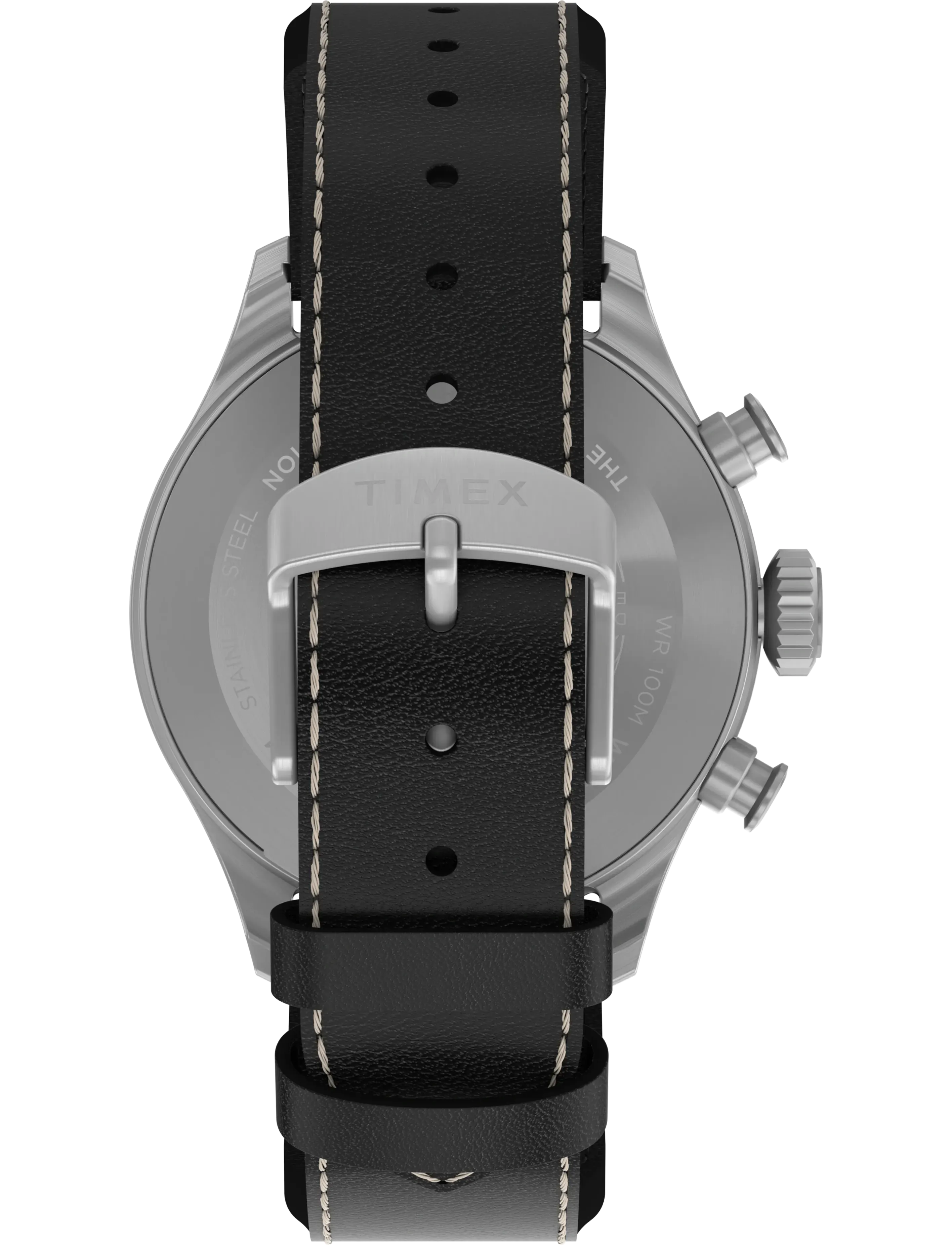 Timex - WATERBURY ACE CHRONOGRAPH SST CASE SILVER DIAL BROWN STRAP - skífuúr - silver-tone/black - 4