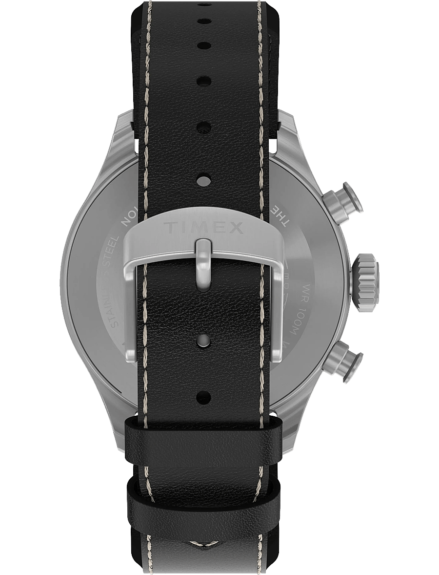 Timex - WATERBURY ACE CHRONOGRAPH SST CASE SILVER DIAL BROWN STRAP - skífuúr - silver-tone/black - 4
