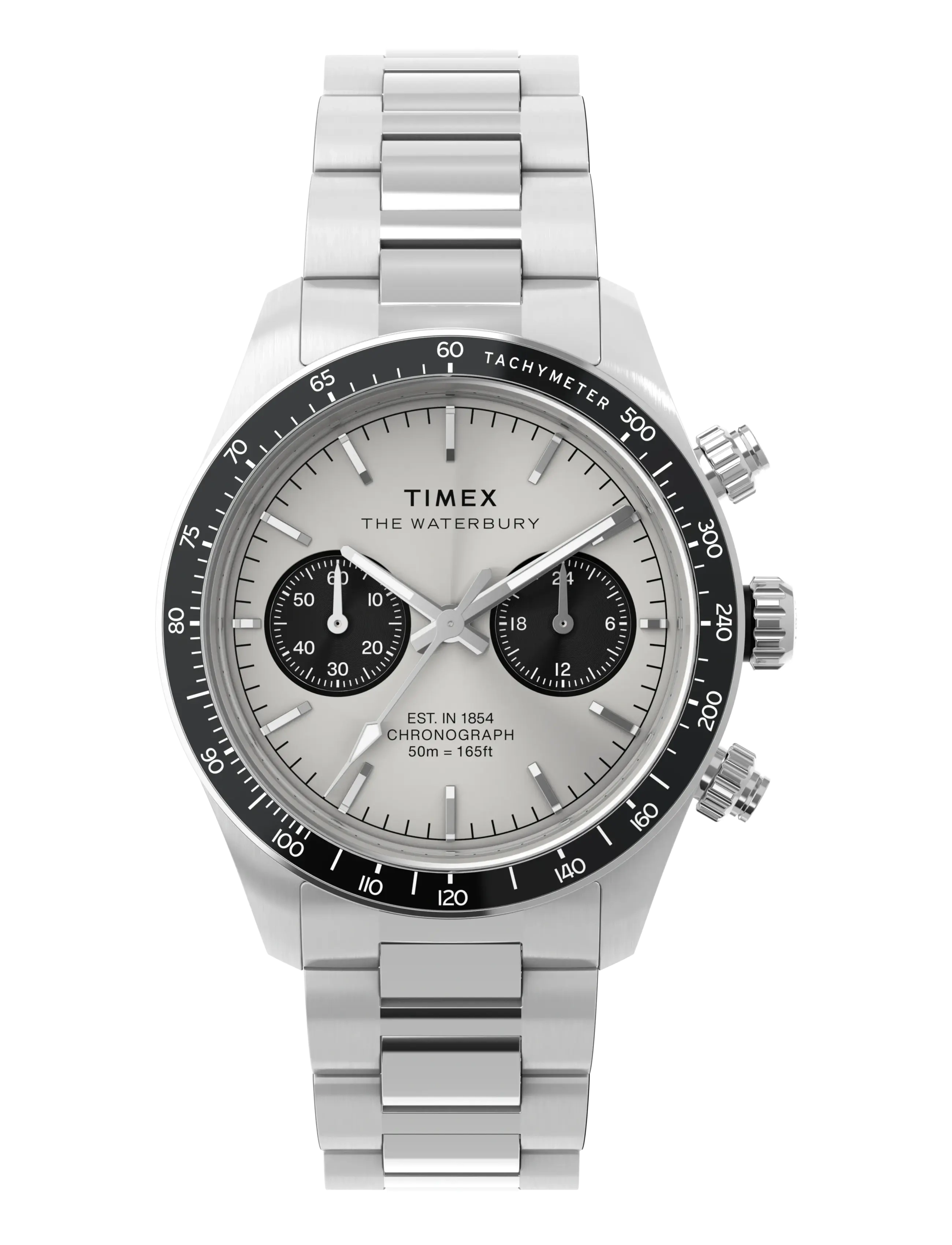 Timex - WATERBURY HERITAGE CHRONOGRAPH SST CASE SILVER DIAL BRACELET - silver-tone/silver - 1
