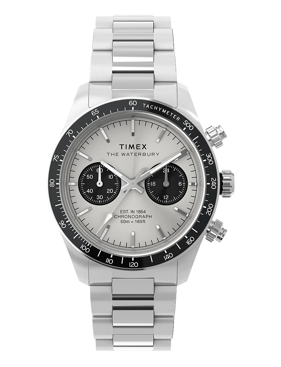 Timex - WATERBURY HERITAGE CHRONOGRAPH SST CASE SILVER DIAL BRACELET - silver-tone/silver - 1
