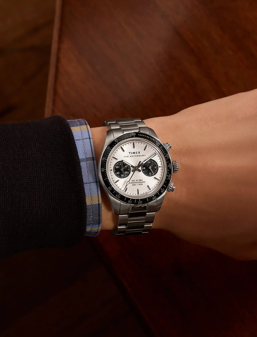 Timex - WATERBURY HERITAGE CHRONOGRAPH SST CASE SILVER DIAL BRACELET - silver-tone/silver - 0