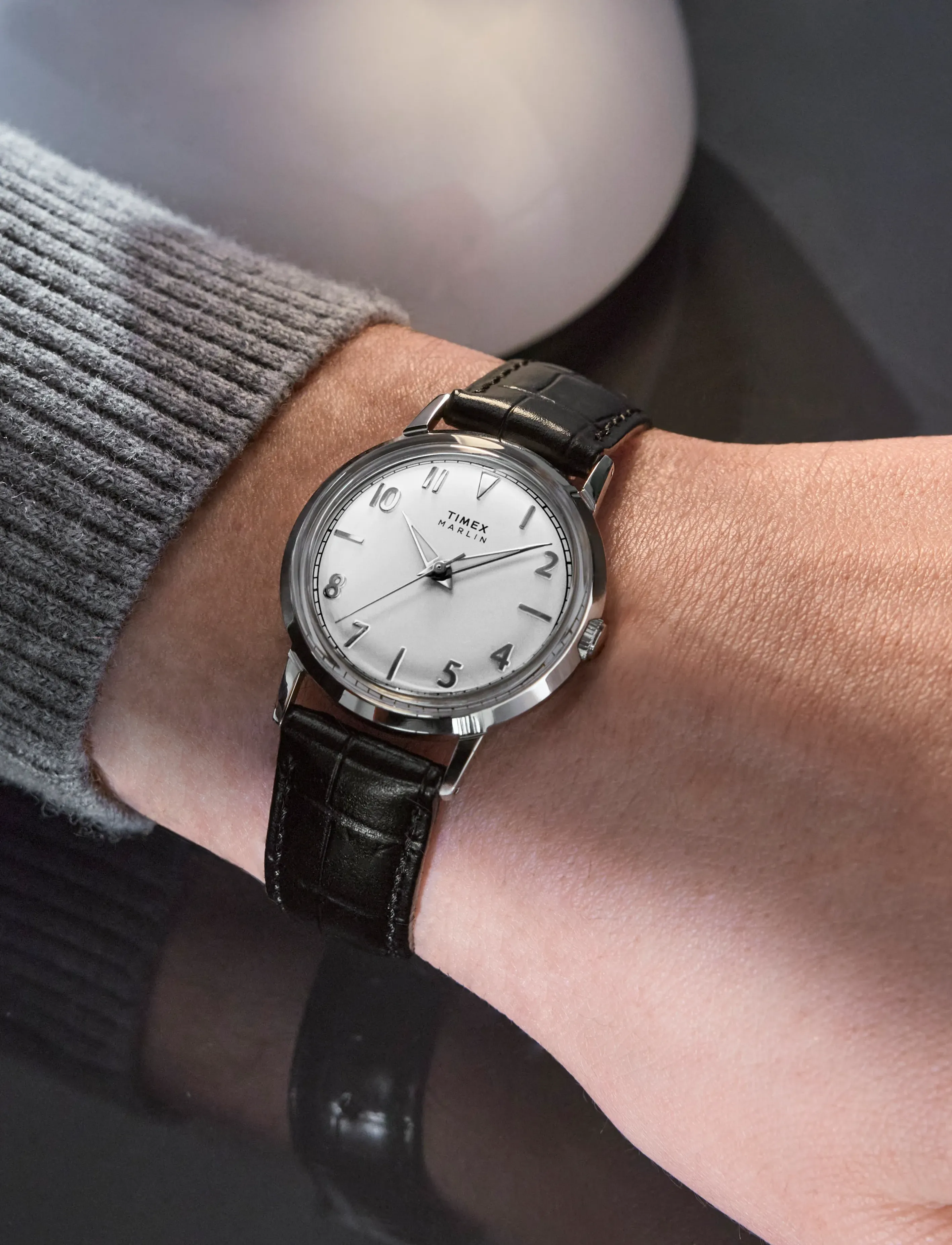 Timex Marlin 34mm SST Case with Black Strap and Silver Dial - Business - SILVER-TONE/WHITE / white