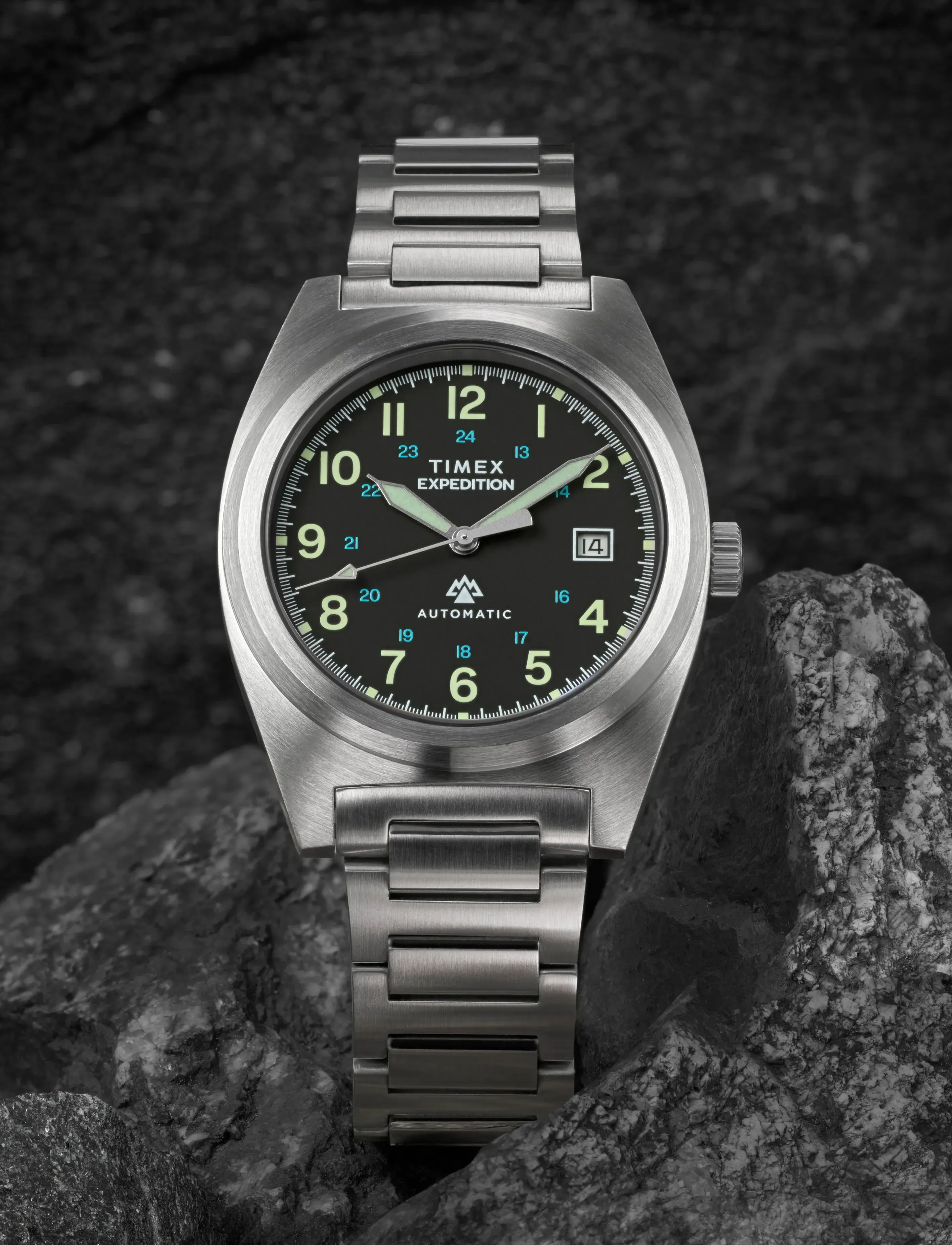 Timex - Expedition Field Post Automatic 39mm SST Case Black Dial Bracelet - analoge uhren - silver-tone/green - 4
