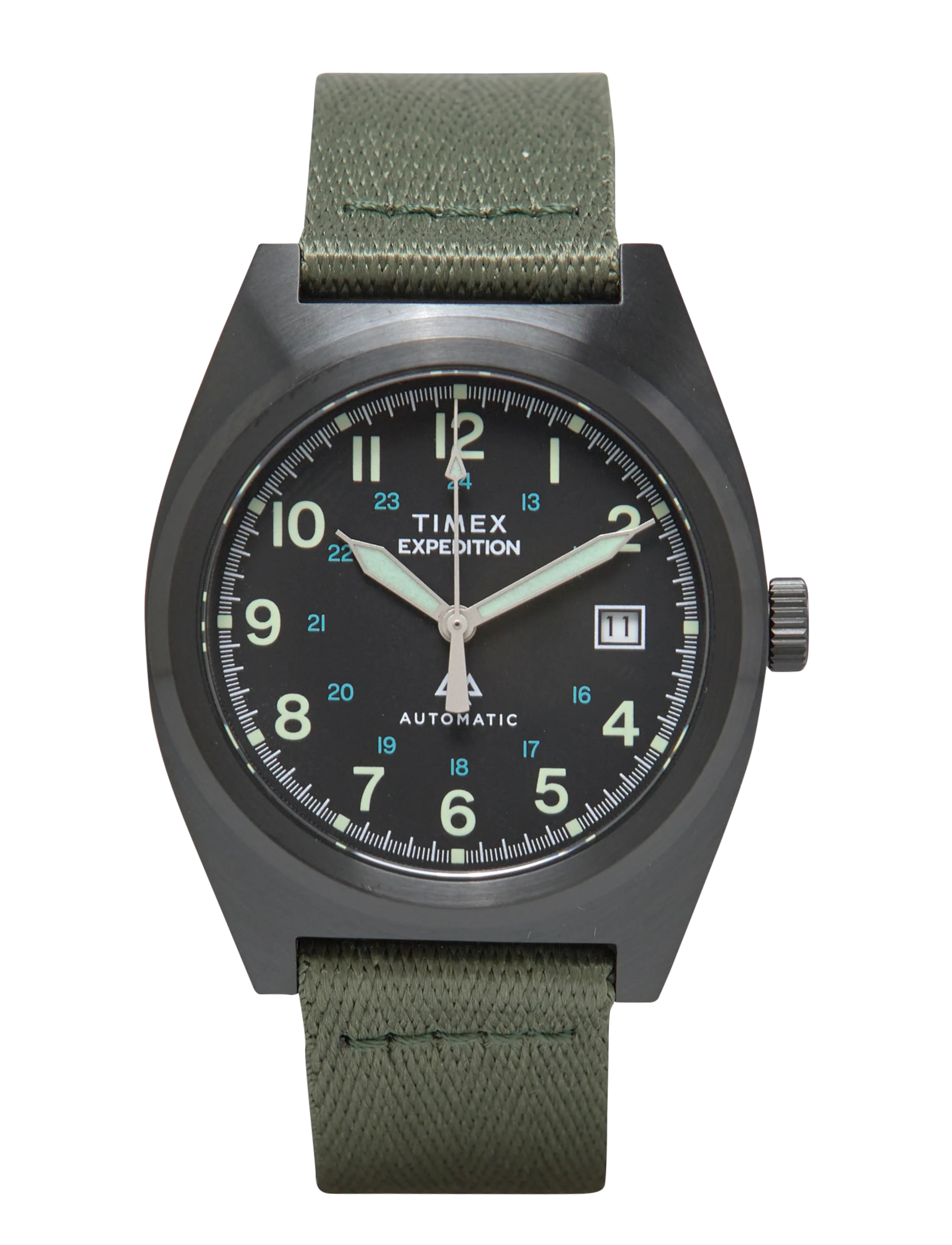Timex Expedition Field Post Automatic 39mm Black Case Dk Green Dial Black Leather - Ure - GUNMETAL-TONE/GREEN / khaki/green