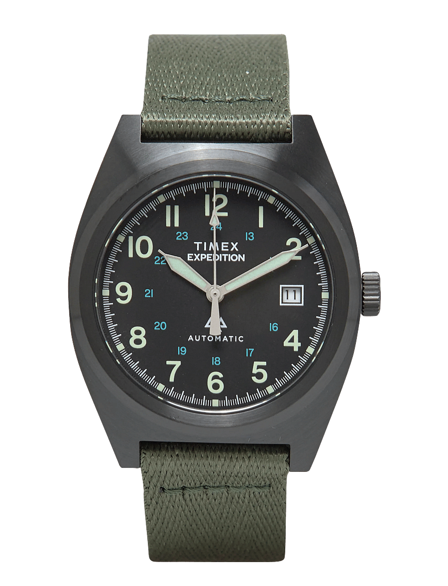 Timex - Expedition Field Post Automatic 39mm Black Case Dk Green Dial Black Leather - analoge ure - gunmetal-tone/green - 0