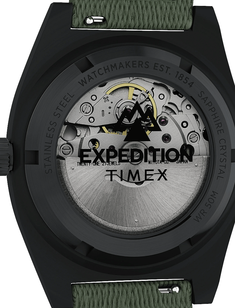 Timex - Expedition Field Post Automatic 39mm Black Case Dk Green Dial Black Leather - analoge ure - gunmetal-tone/green - 3