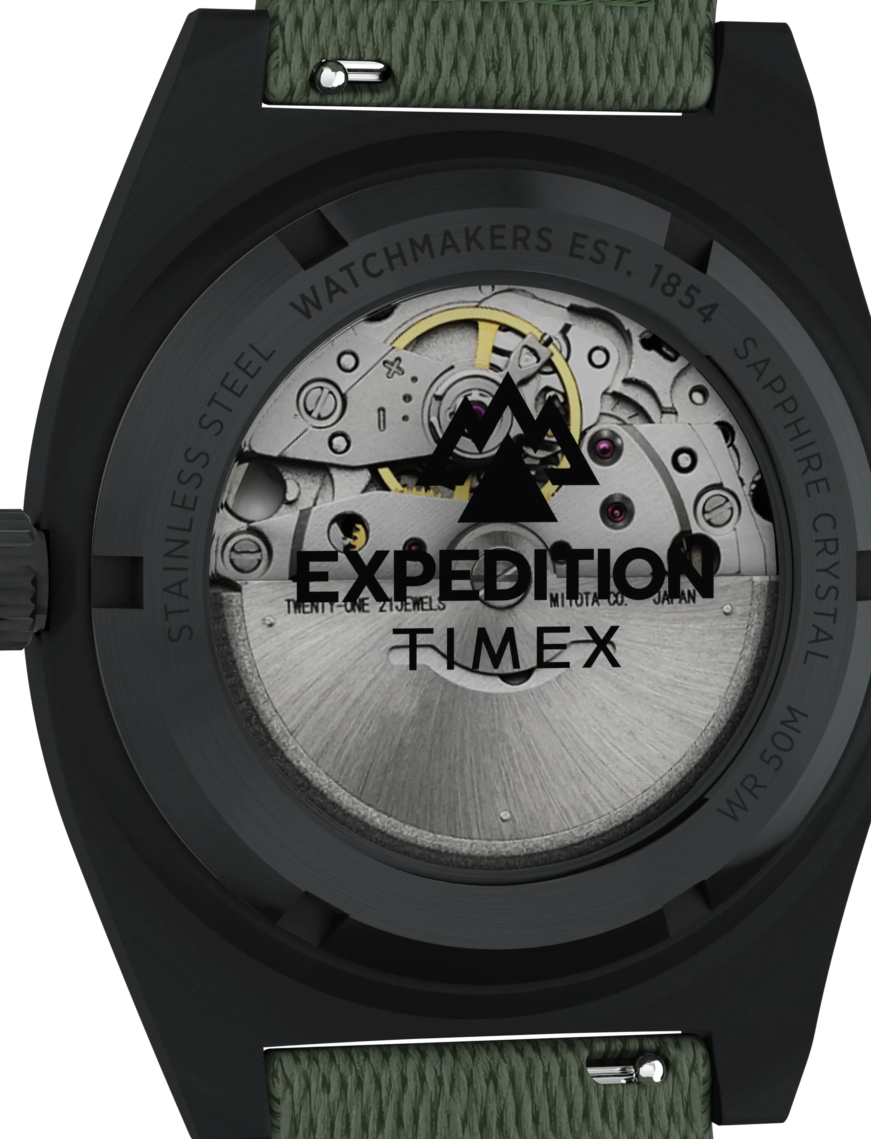 Timex - Expedition Field Post Automatic 39mm Black Case Dk Green Dial Black Leather - analoge ure - gunmetal-tone/green - 3