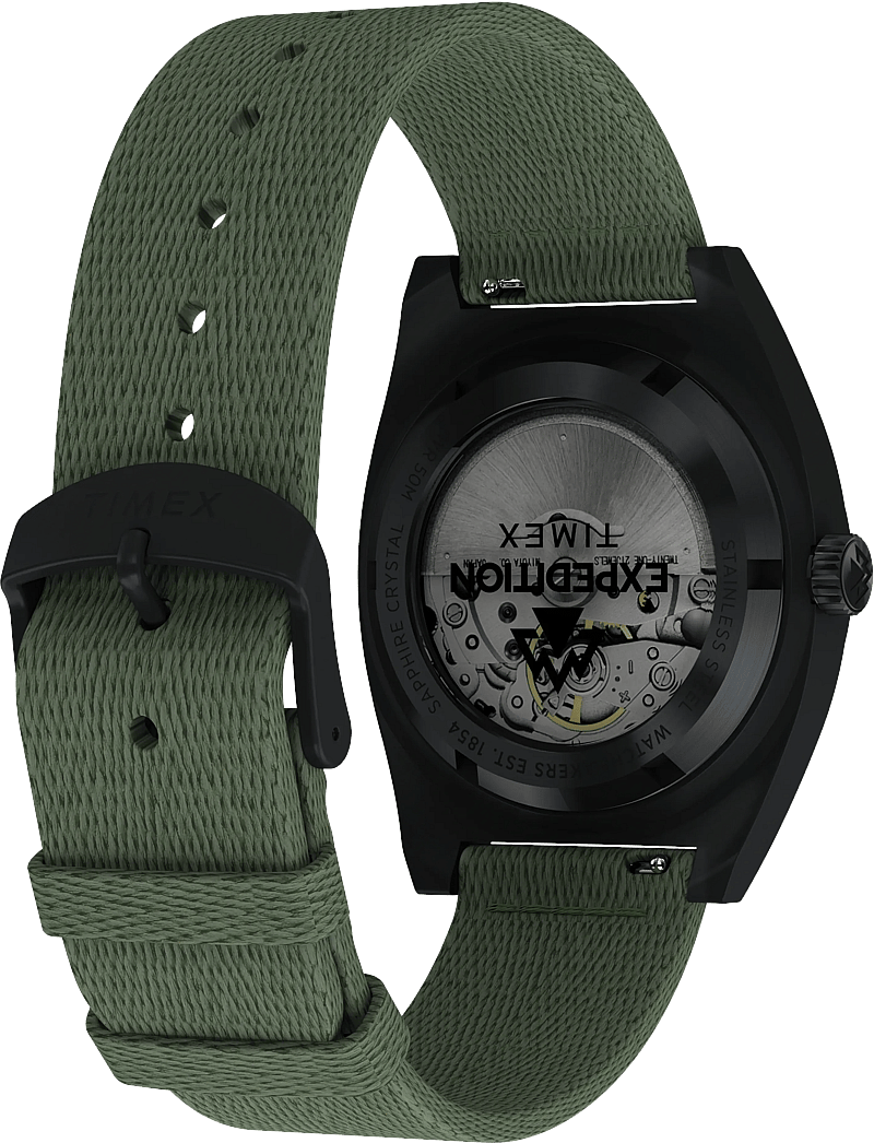 Timex - Expedition Field Post Automatic 39mm Black Case Dk Green Dial Black Leather - analoge ure - gunmetal-tone/green - 4