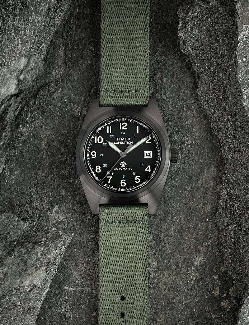 Timex - Expedition Field Post Automatic 39mm Black Case Dk Green Dial Black Leather - analoge ure - gunmetal-tone/green - 5
