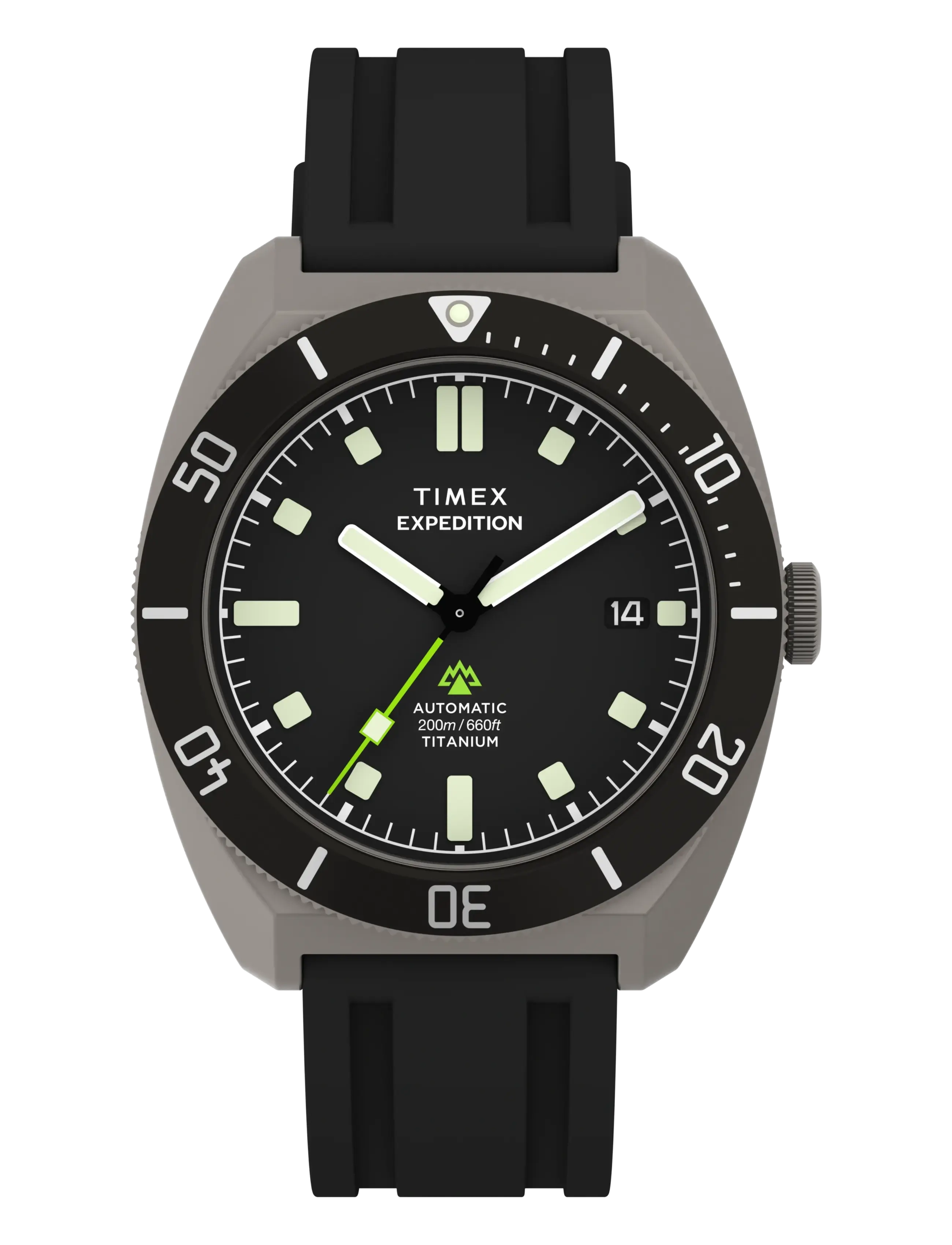 Timex Expedition Titanium Automatic Black Dial Black Silicone Strap - Zegarki - TITANIUM-TONE/BLACK / black