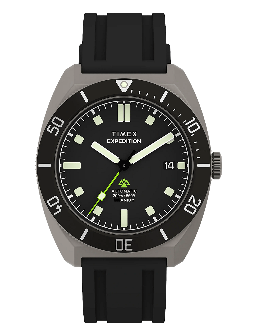 Timex - Expedition Titanium Automatic Black Dial Black Silicone Strap - titanium-tone/black - 1