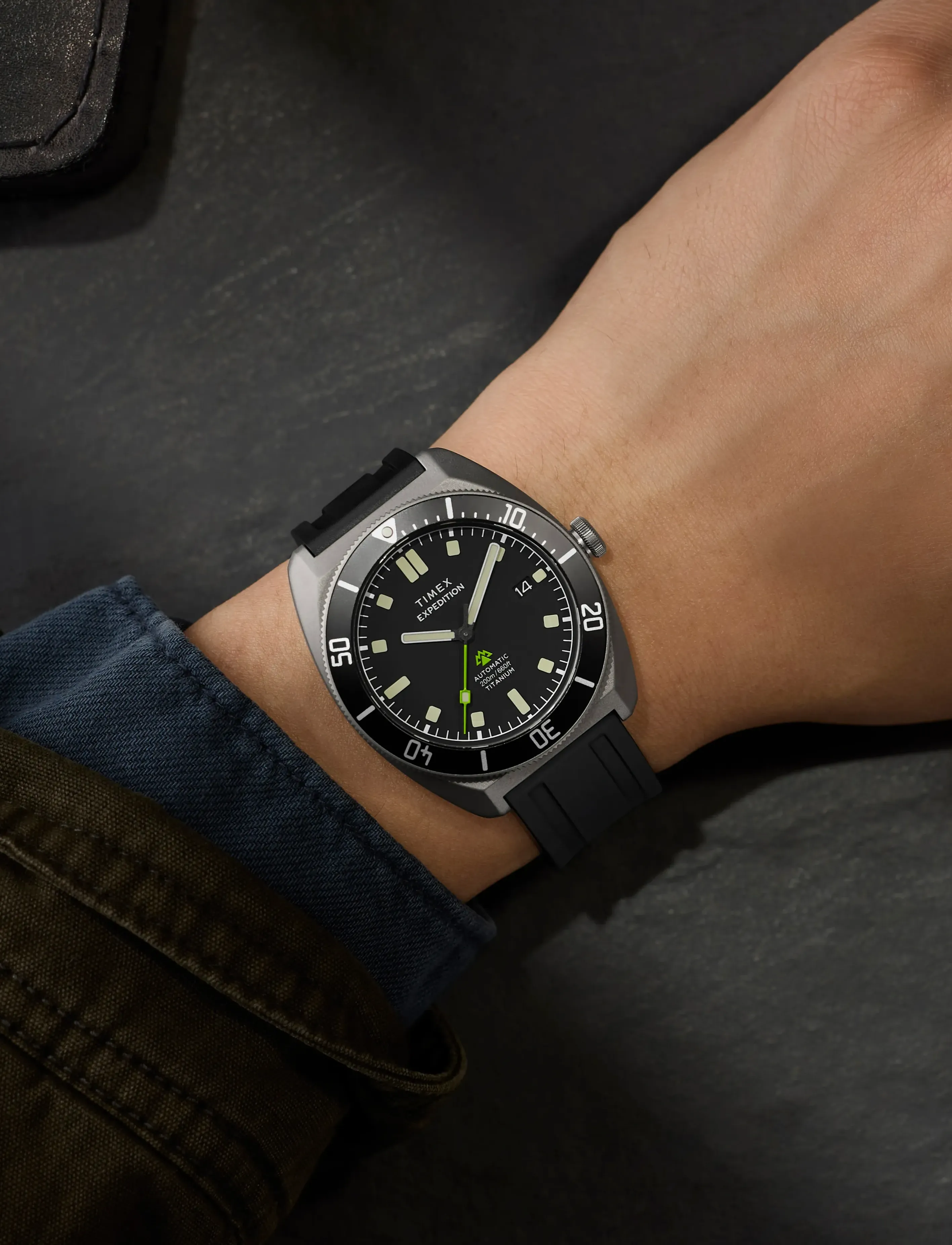 Timex Expedition Titanium Automatic Black Dial Black Silicone Strap - Shop by occasion - TITANIUM-TONE/BLACK / black