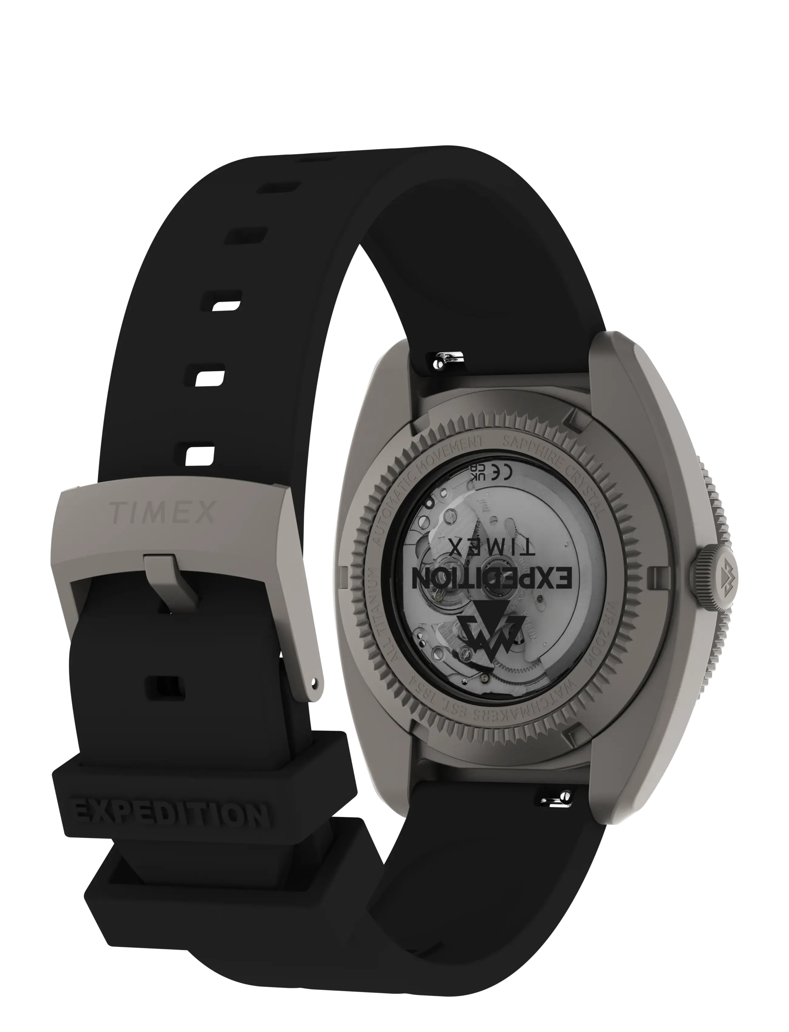 Timex - Expedition Titanium Automatic Black Dial Black Silicone Strap - titanium-tone/black - 4