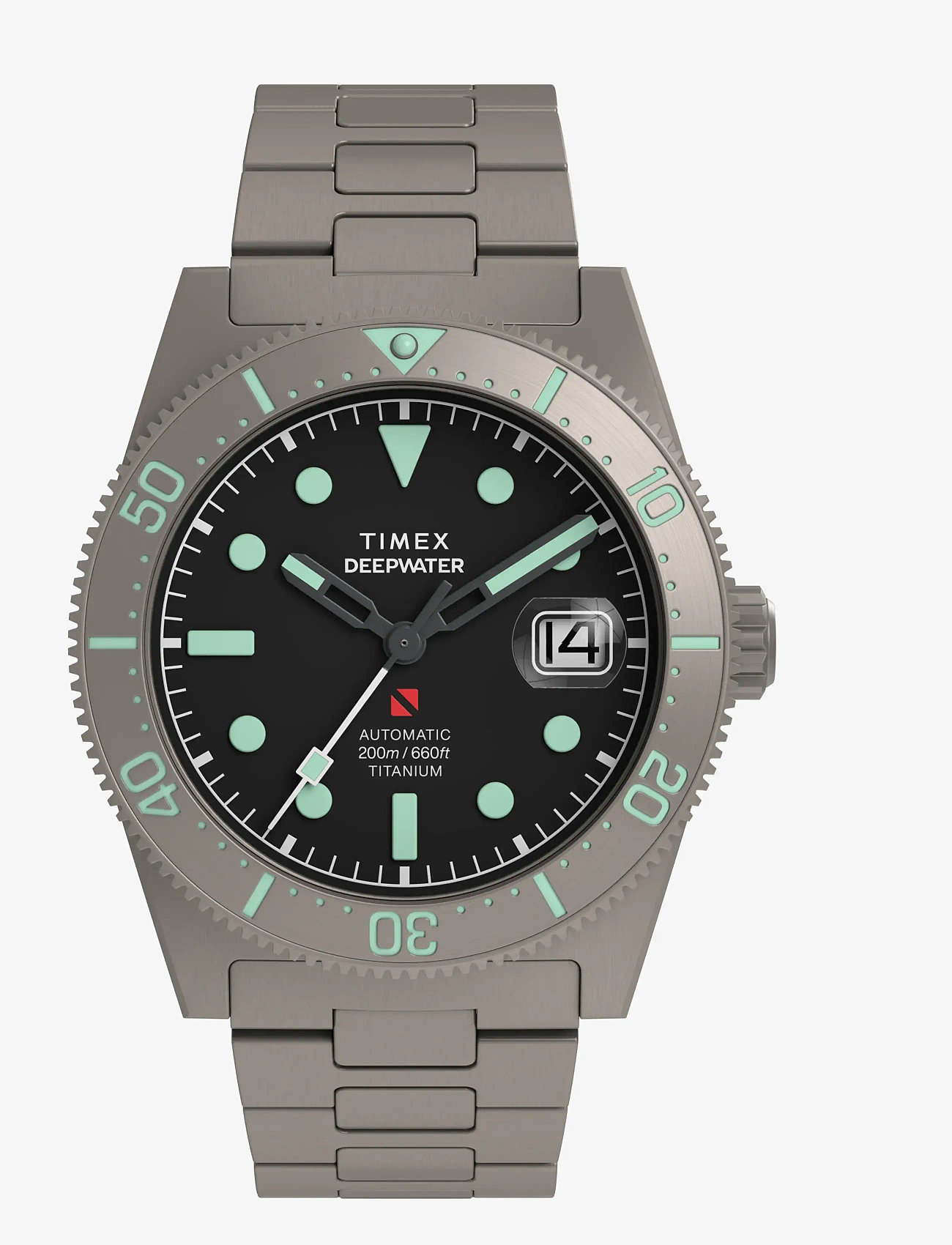 Timex - Deep Water Reef Titanium Auto Blk Dial Titanium Bracelet - analoge ure - titanium-tone/black - 1