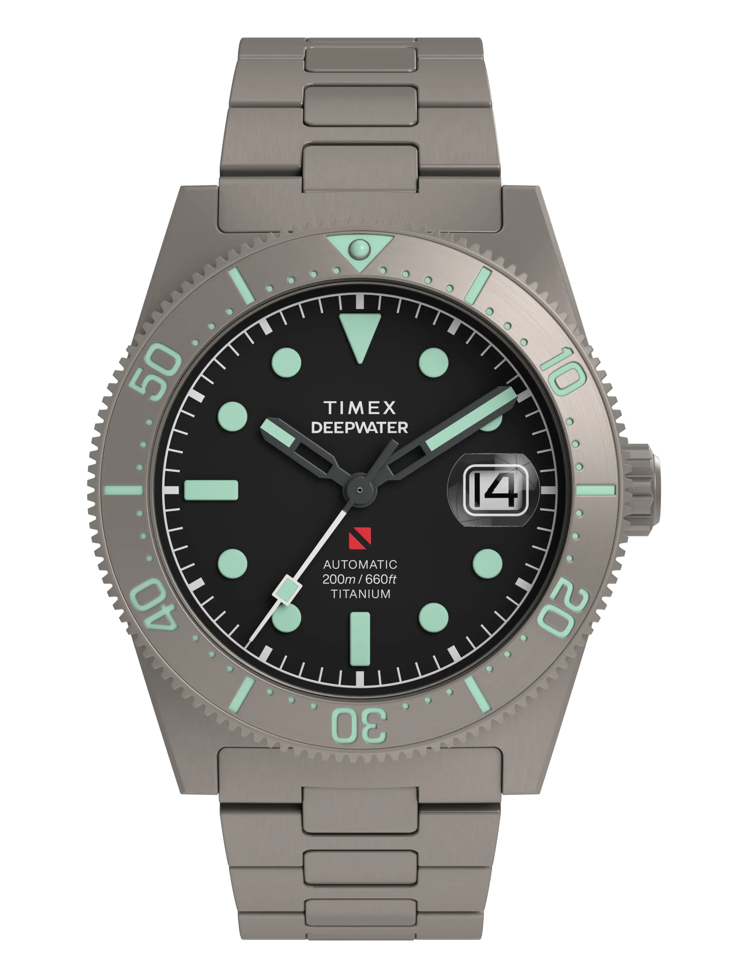 Timex Deep Water Reef Titanium Auto Blk Dial Titanium Bracelet - Klockor - TITANIUM-TONE/BLACK / black